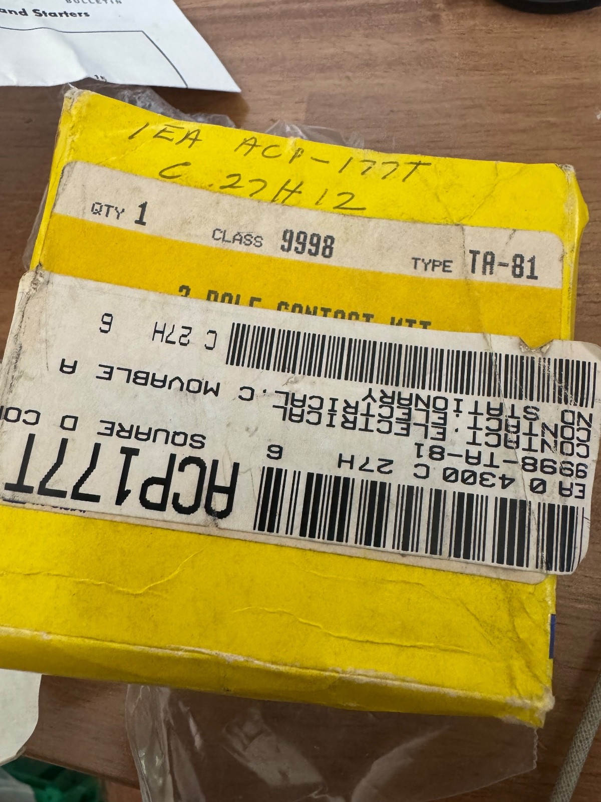Square D 9998-TA-81 Size 2 3-Pole Contact Kit