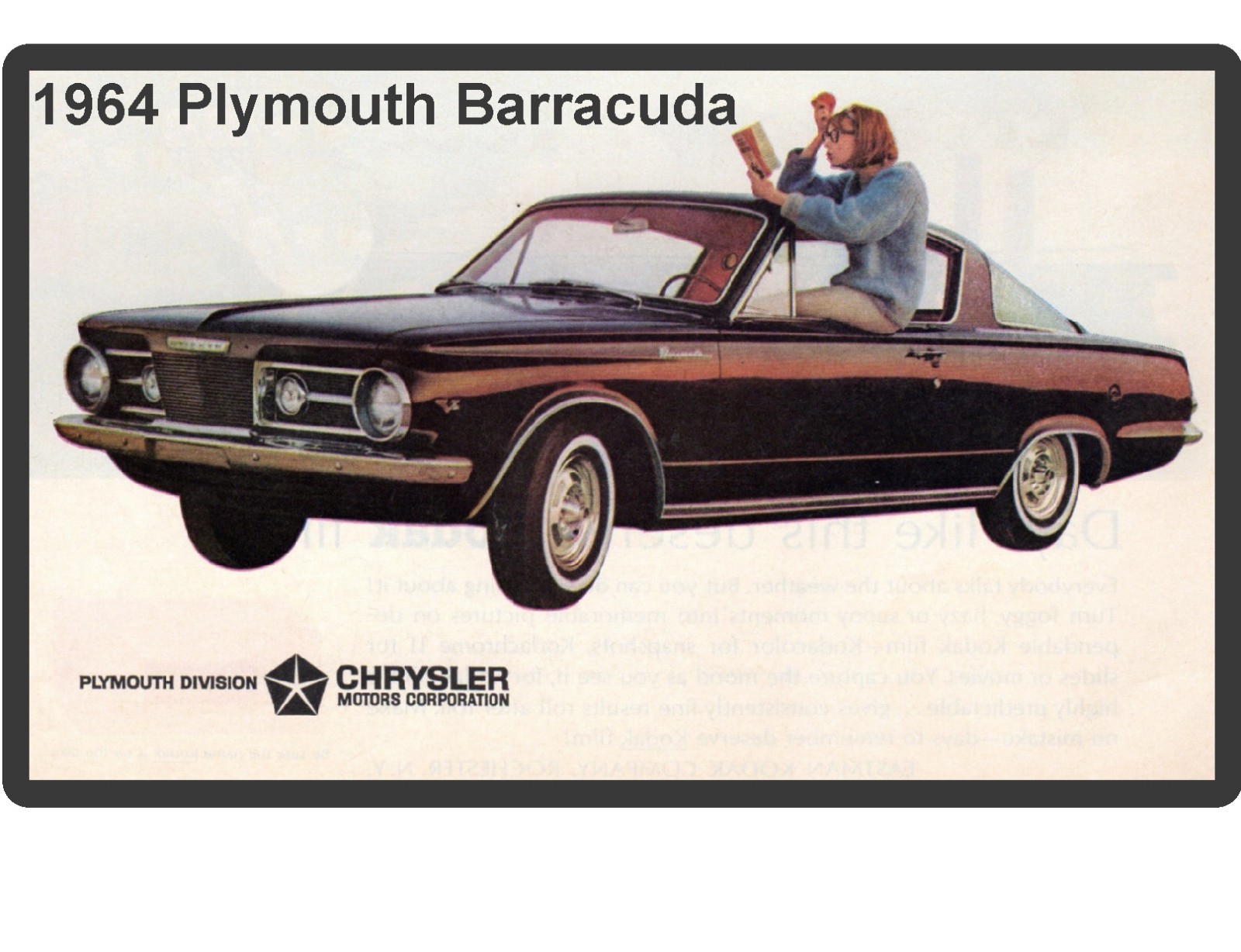 1964 Plymouth Barracuda Auto Car  Refrigerator / Tool Box  Magnet