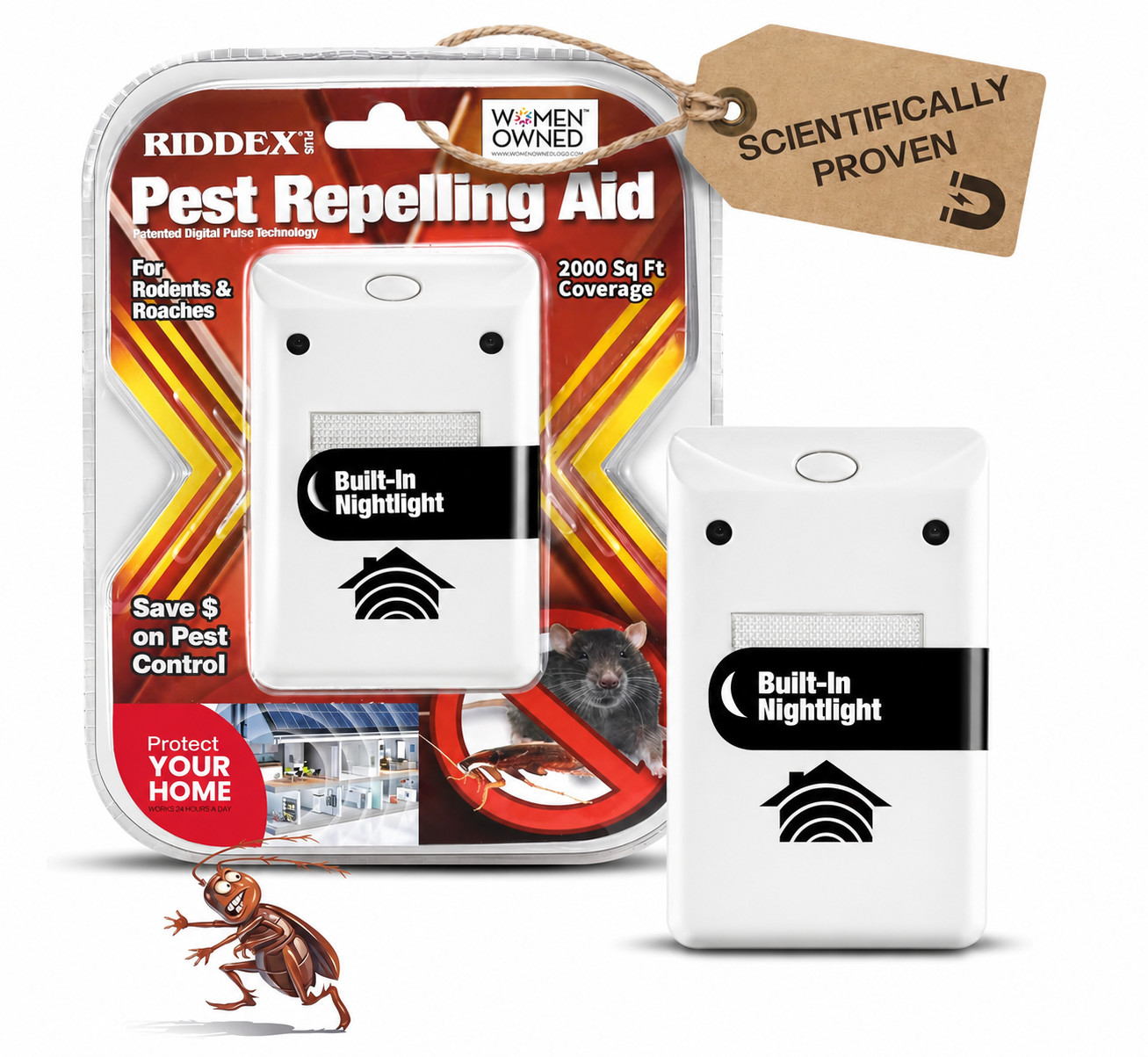RIDDEX Pest and Insect Repelling Aid - Plug in Defense Rats, Mice, Roach, Insect