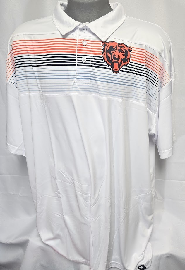 Mens NFL Fanatics Chicago Bears Sublimated Polo Big & Tall White Poly Shirt