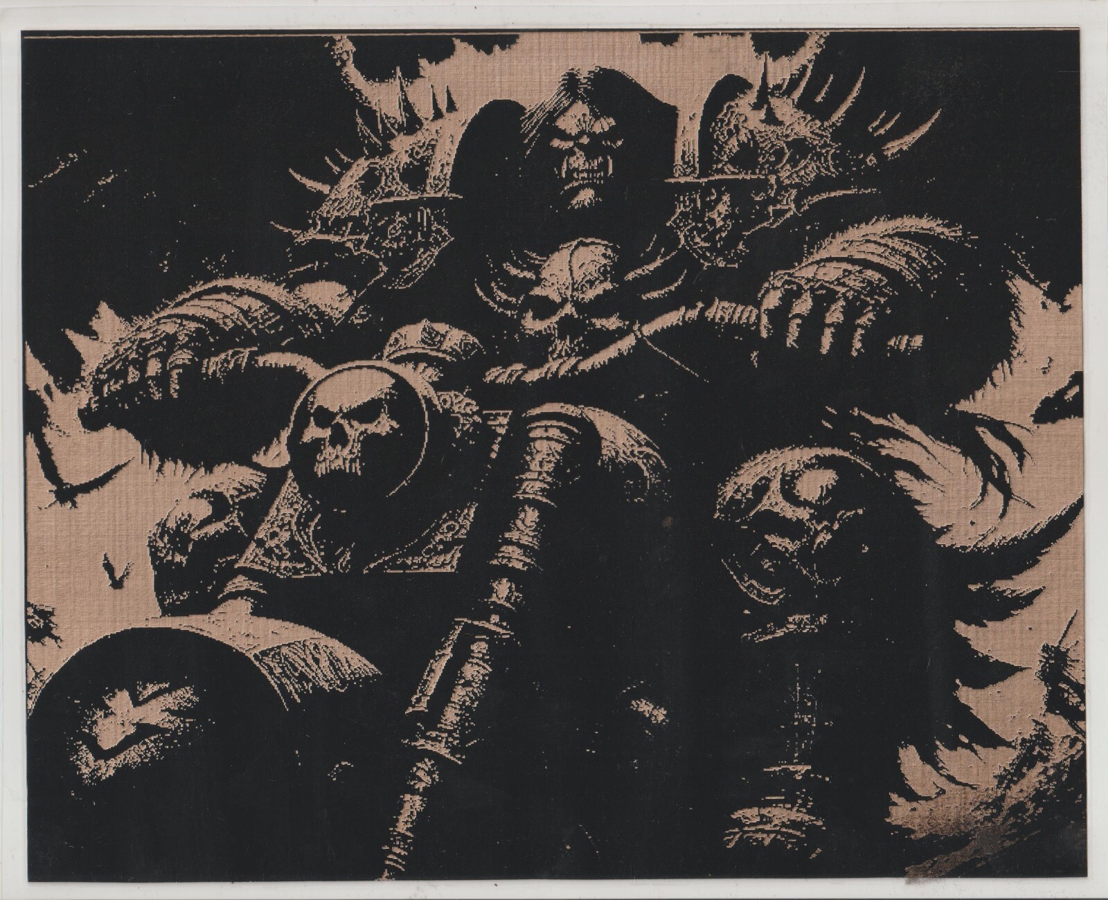 BARBARIAN ON A MOTORCYCLE Scratchboard Art 8 x 10