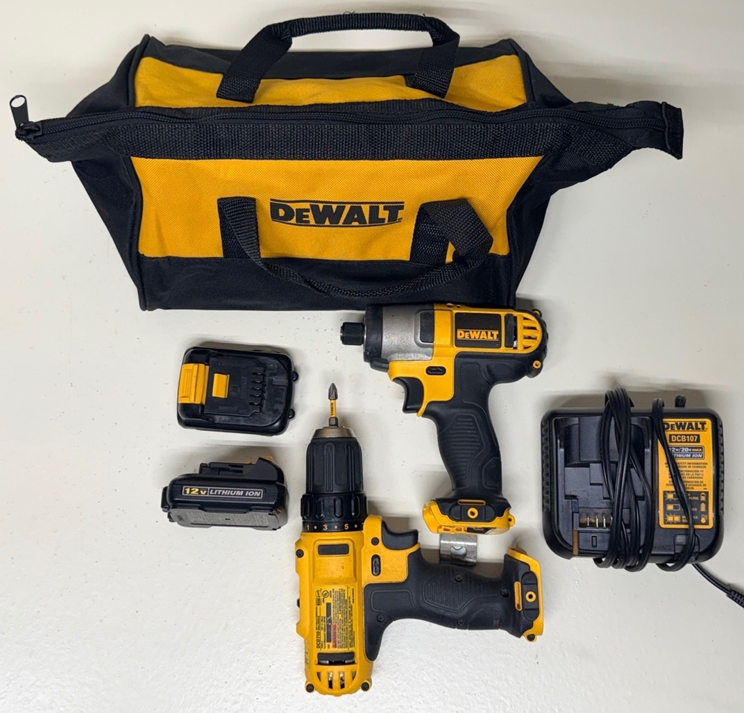 DEWALT 12V MAX Cordless Drill & Impact Driver Combo Kit Tested Clean w/ Charger