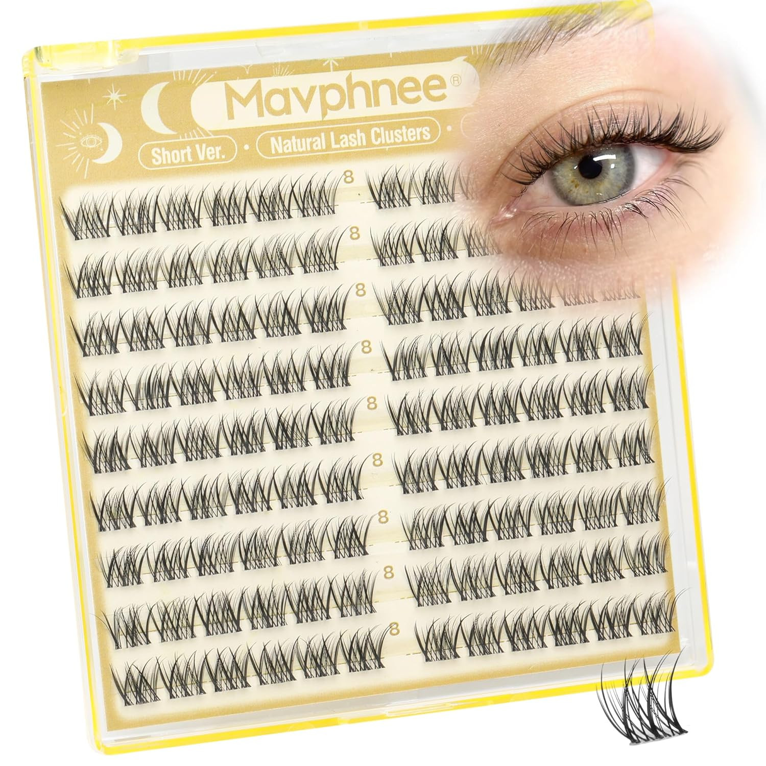 8MM Lash Clusters Natural Cluster Eyelash Extensions Clear Band Cluster Lashes S