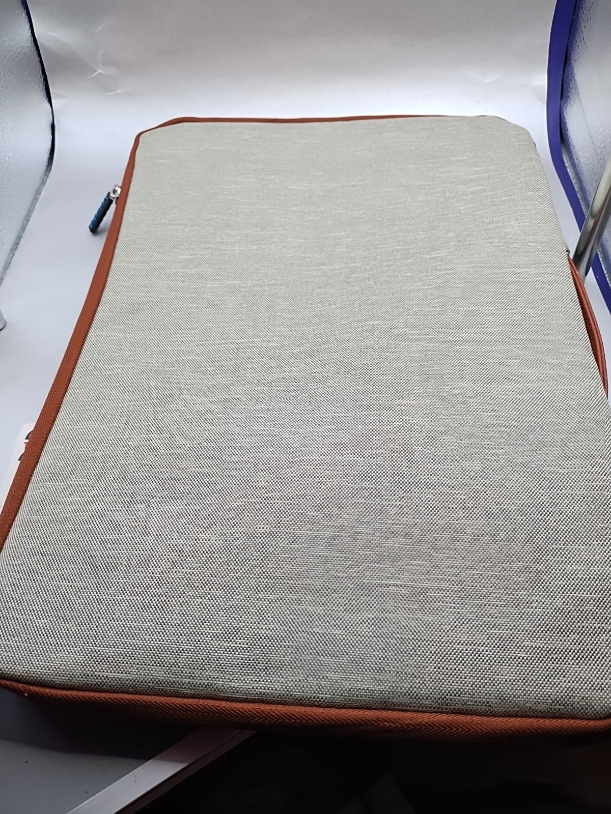 Lacdo Laptop Case Computer Bag Light Gray Brown Trim Excellent Condition