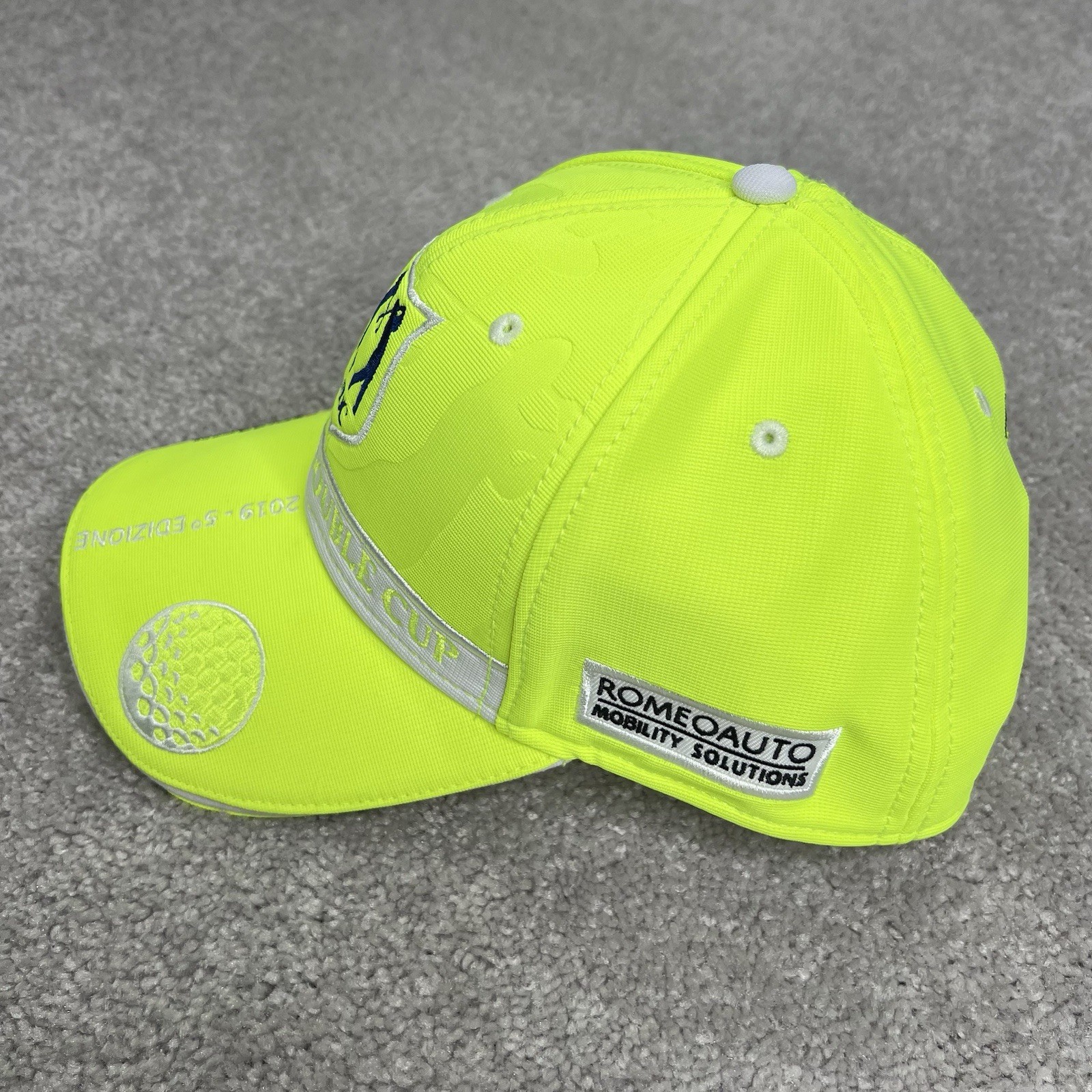 Golf Hat Mens Adjustable Strap BDC Bizzarri Double Cup Embroidered Neon Yellow