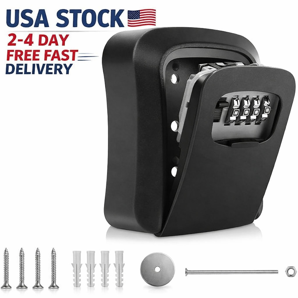 Key Storage Key Safe - Real Estate Key Lock Box, Large Weatherproof Lock Box
