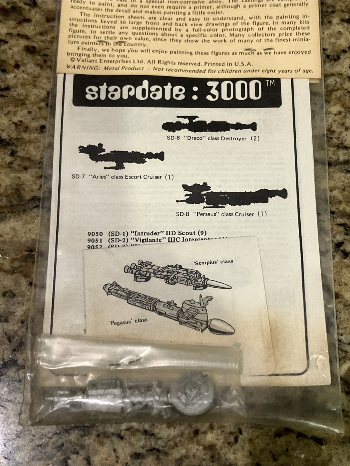 Valiant Miniatures Stardate 3000 SD-7 Aries Class Escort Cruiser Ship