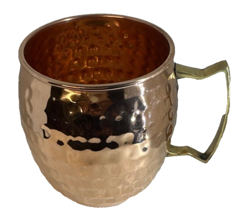 Pure Copper Mug ,Hammered Mug Holds 460 ml With Brass Handle