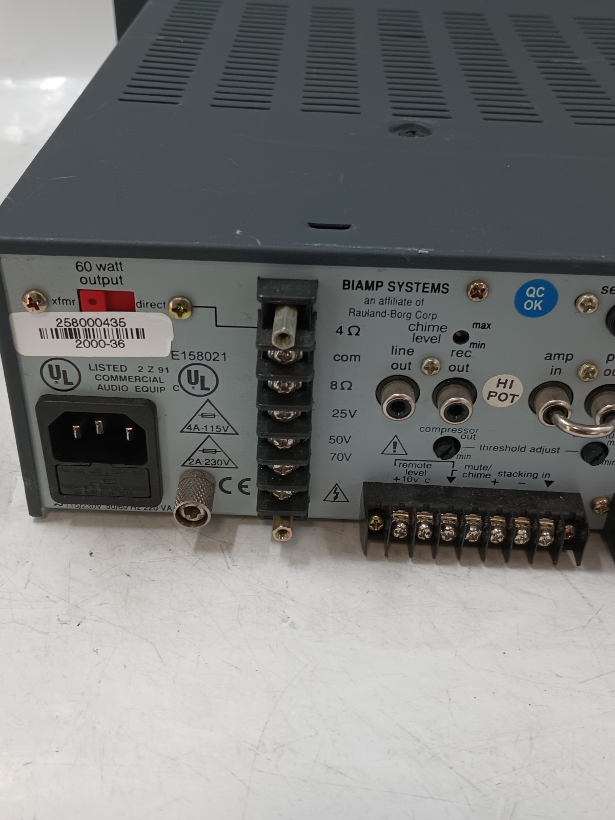 BIAMP Systems Precedence CMA60 Commercial Mixer Amplifier EB-20106