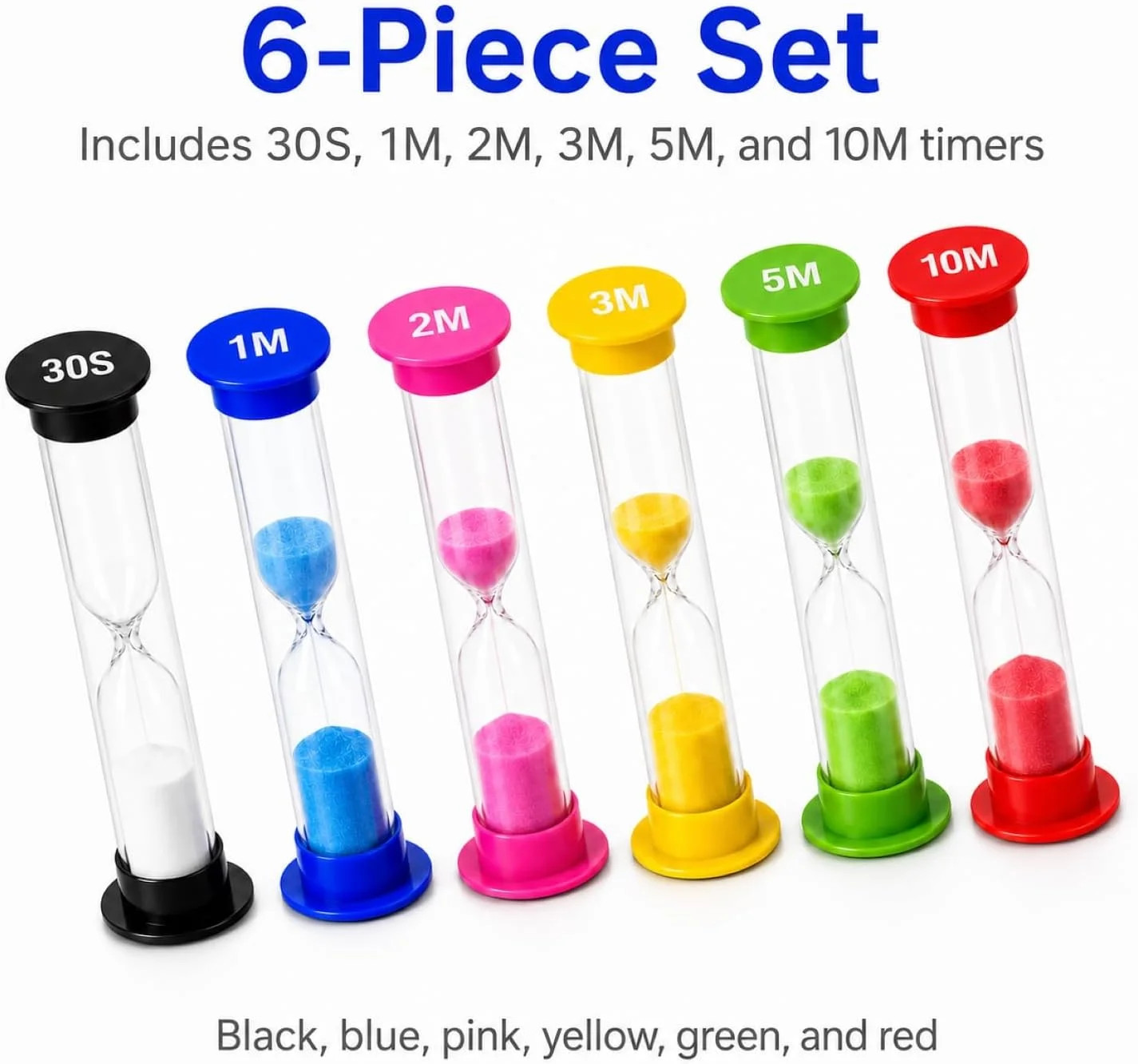 Plastic Sand Timer Sandglass Hourglass Sand Clock Timer 30 sec, 1 min, 2 mins, 3