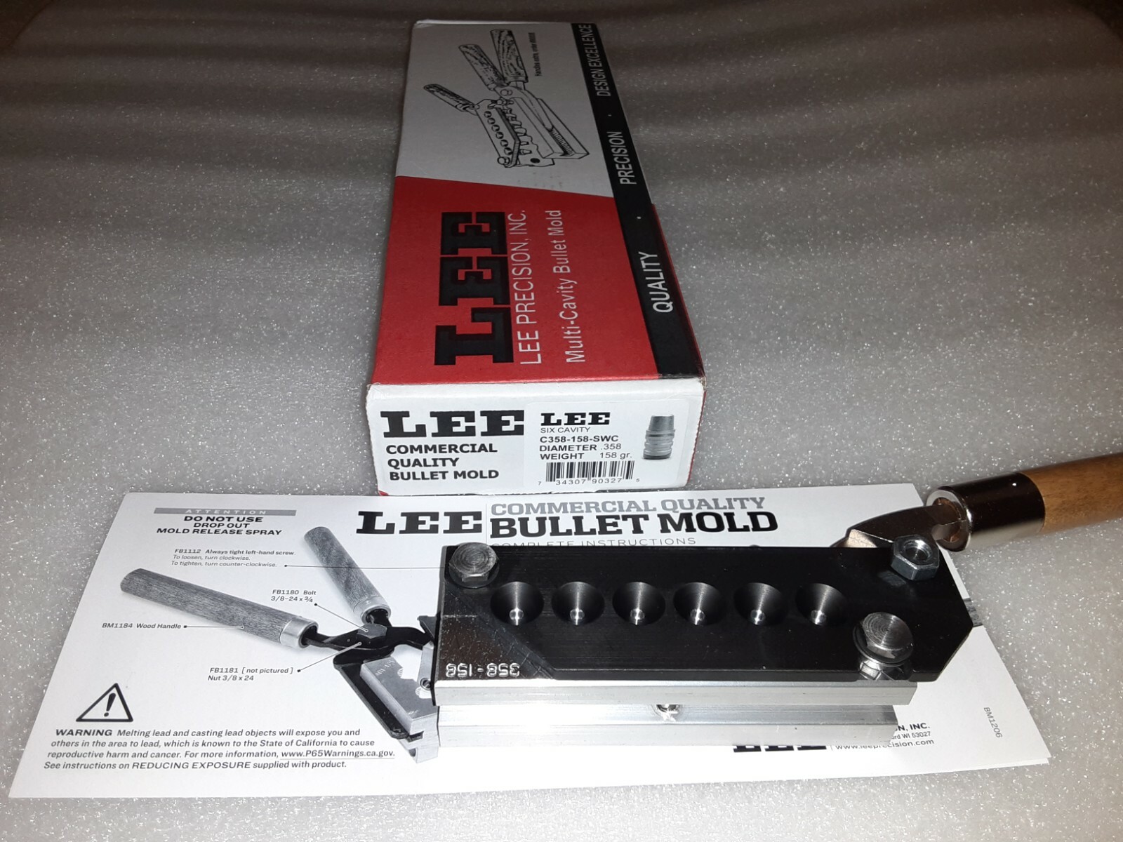 Lee 6-Cavity Bullet Mold C358-158-SWC 38 Special, 357 Magnum, 38 Colt New Police
