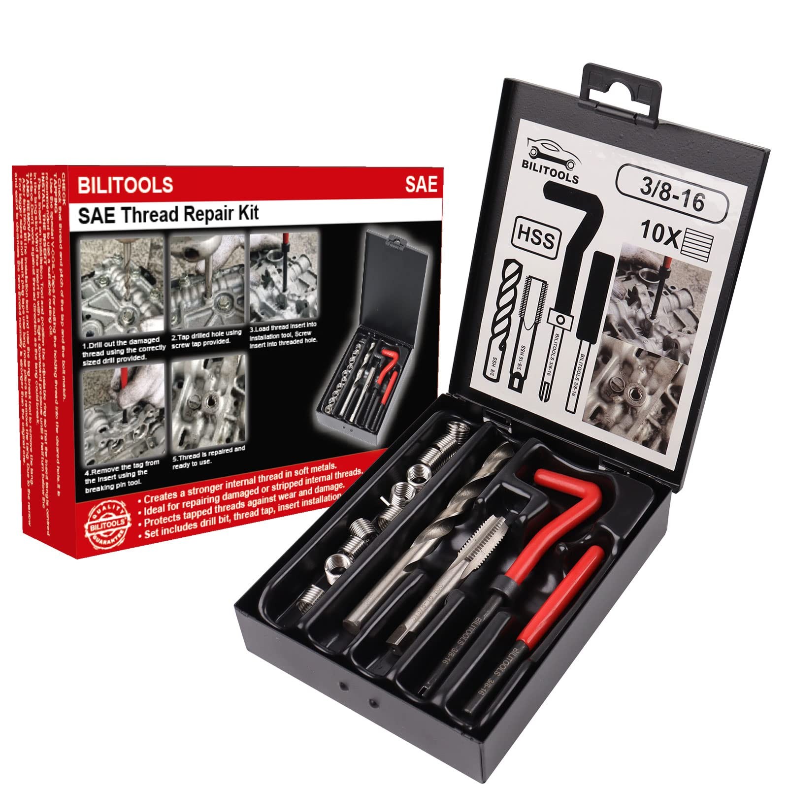 3/816 Inch Thread Repair Kit  HSS Helicoil Drill Set for SAE Repairs