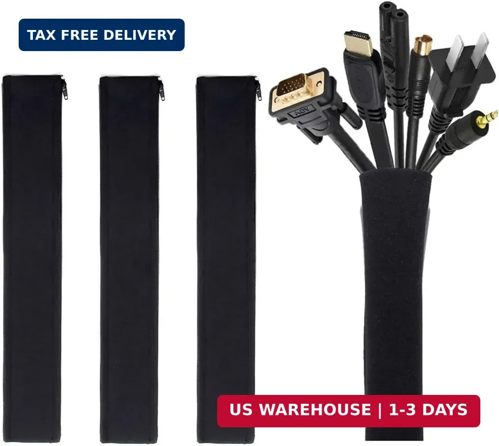 JOTO 4 Pack Cable Management Sleeve, 19-20 Inches Cord Organizer System with Zip
