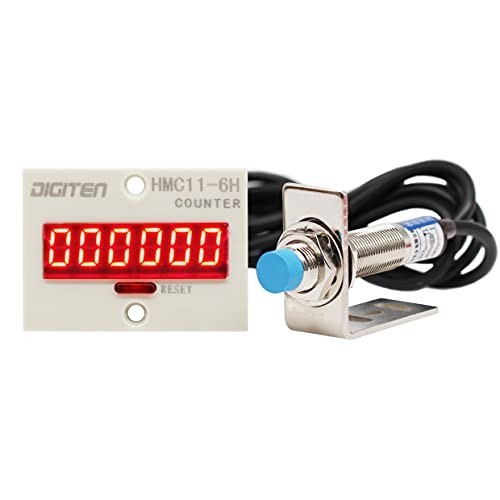 Digital 6-Digit LED Display Counter 0-999999 with NPN Proximity Sensor & Holder