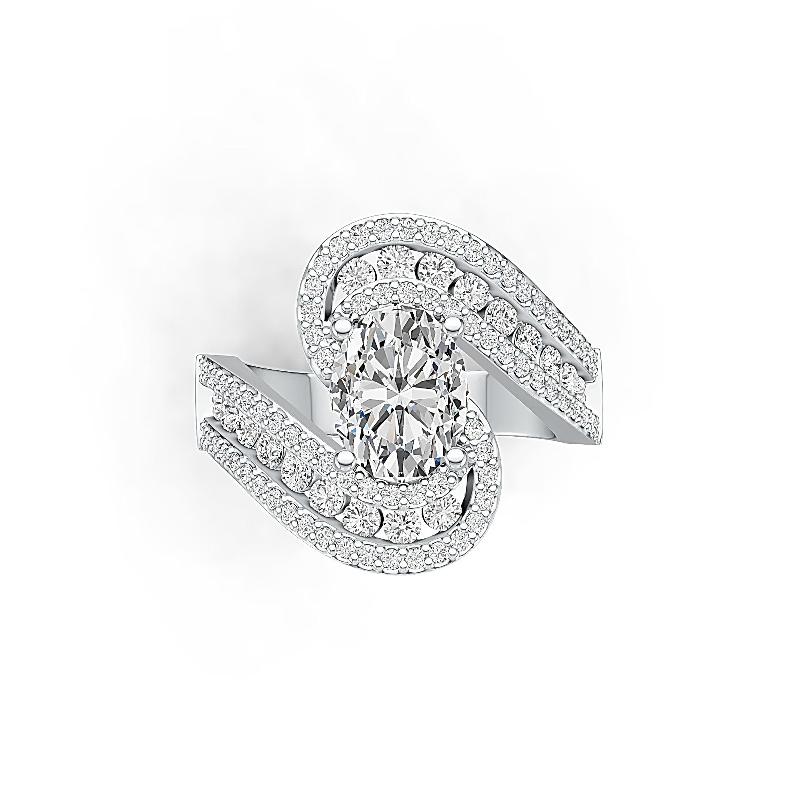 Sterling Silver Semi Mount Ring Setting Oval OV 9X7mm with White Topaz