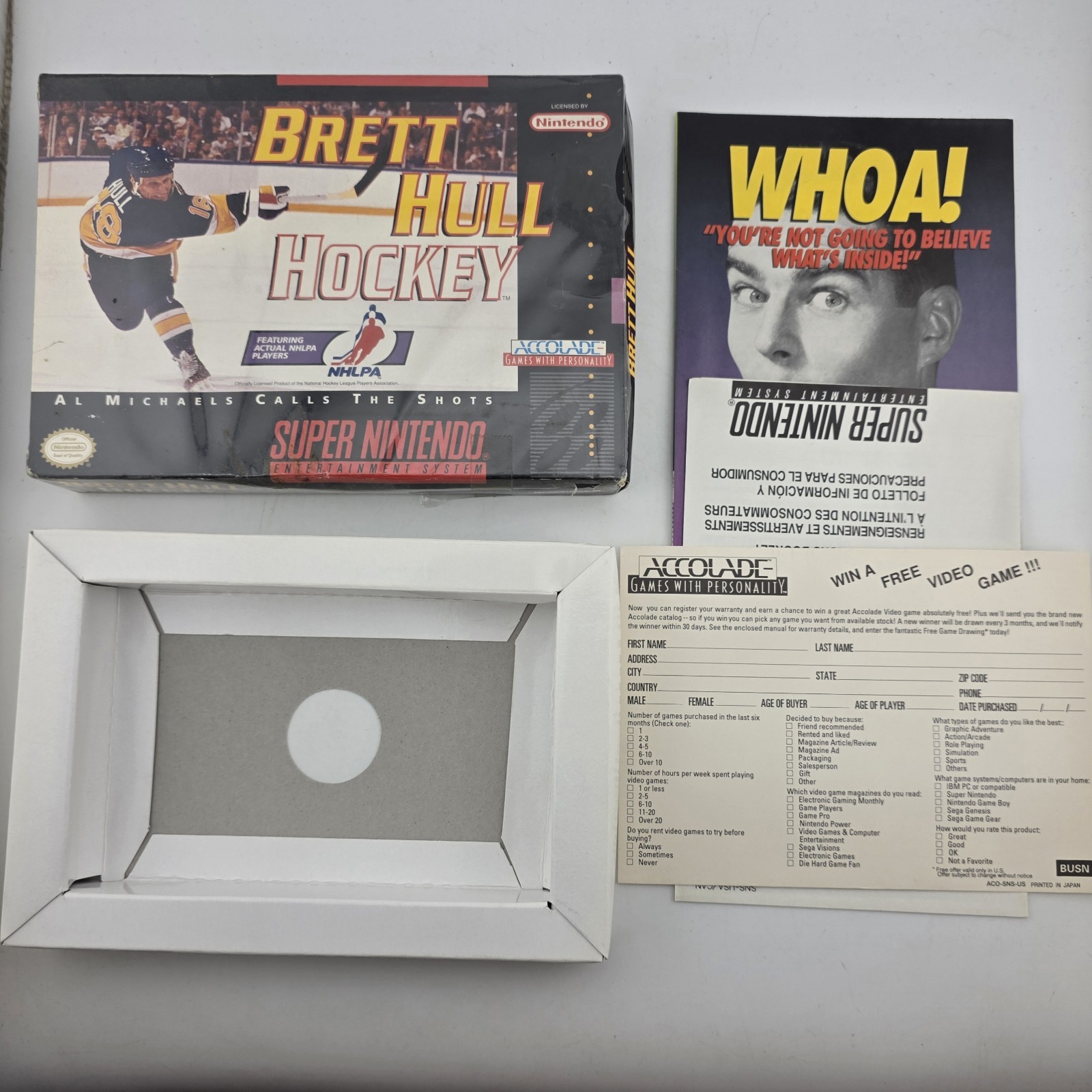 Brett Hull Hockey - Box With Reg Card - Super Nintendo SNES - Shrink (No Game)