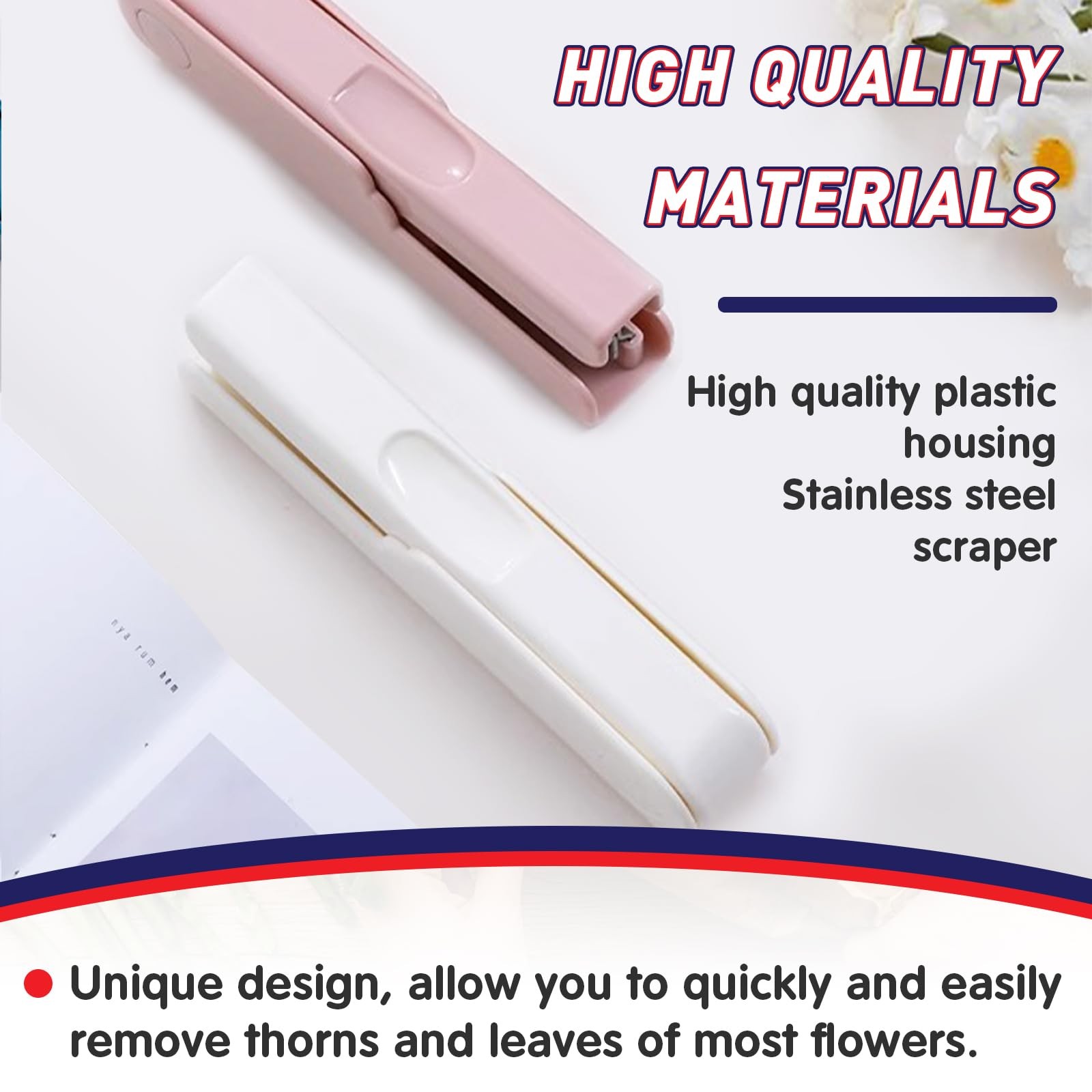 2 Pcs Rose Thorn Stripper Tool - Efficient Remover for 2, White, Pink