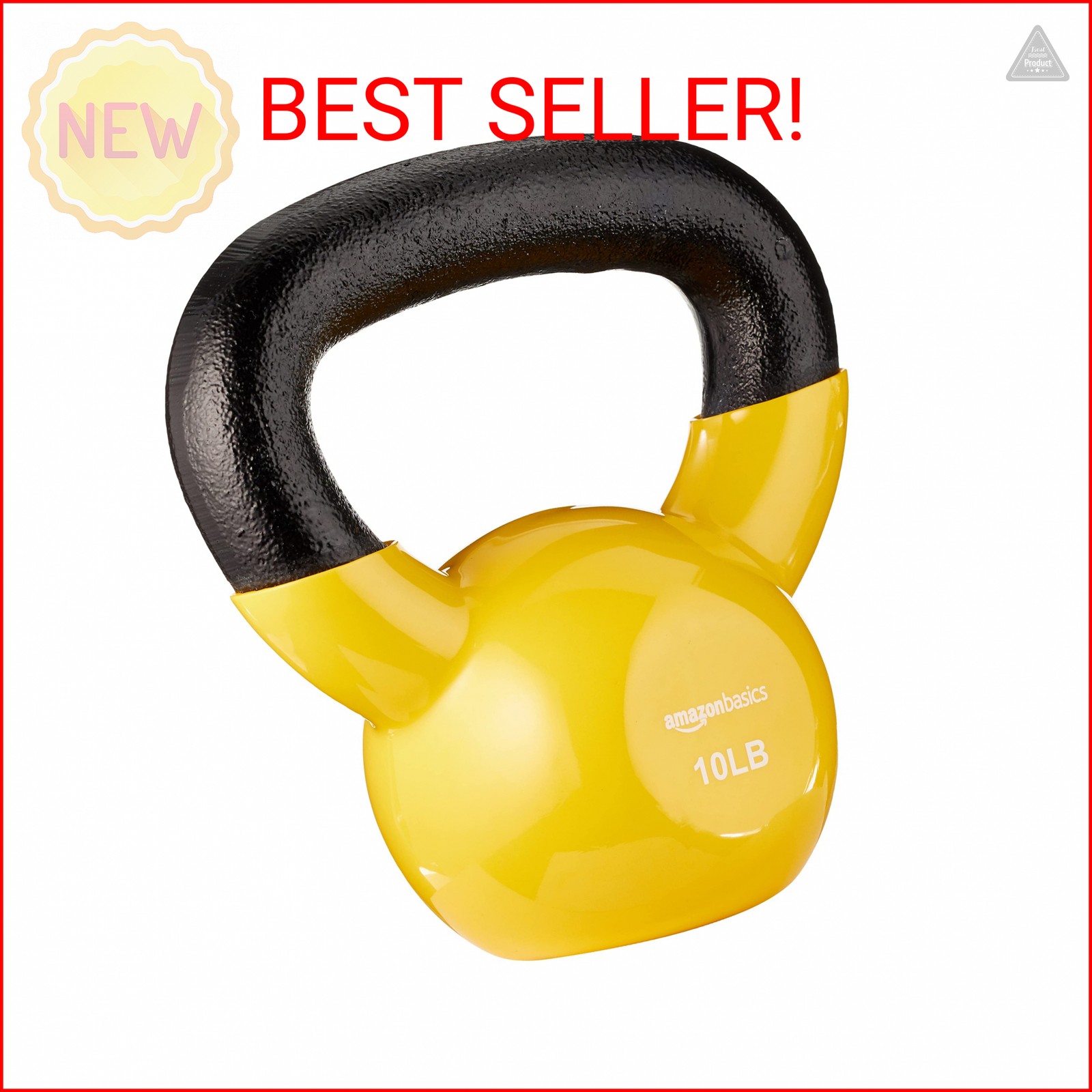Amazon Basics Vinyl Kettlebell, 10 Pounds, Light Orange