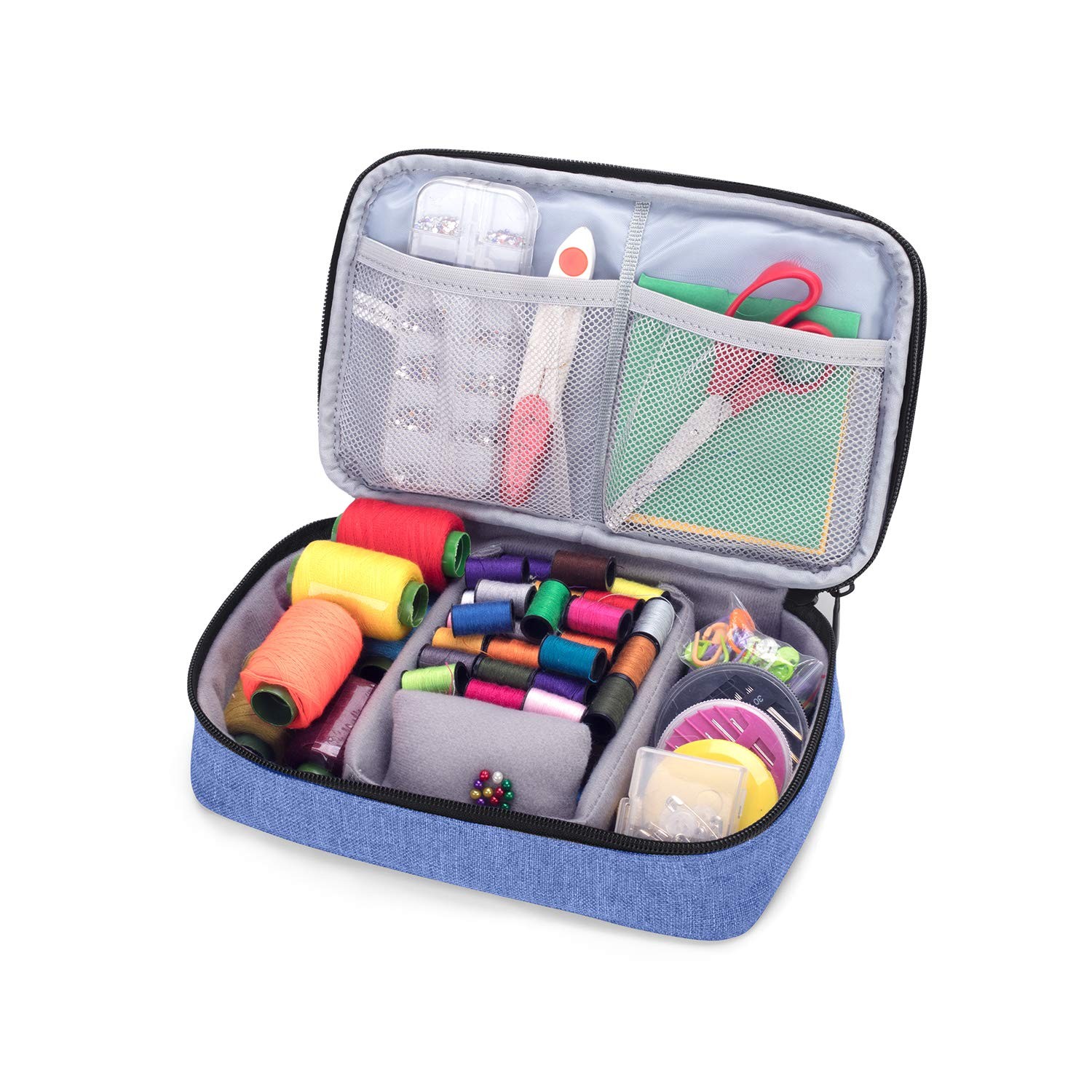 Luxja Sewing Accessories Organizer, Double-Layer Small, Dark Blue
