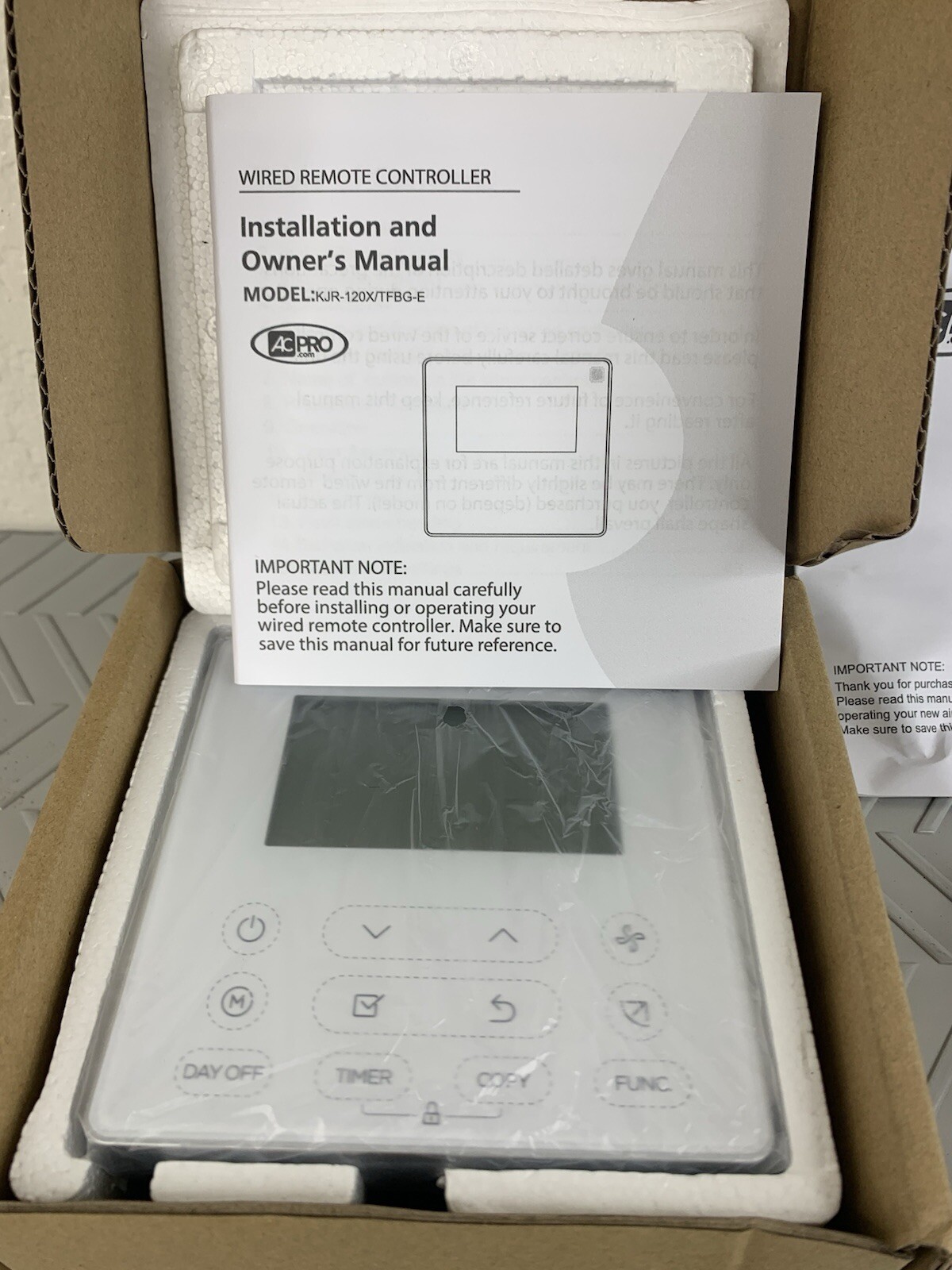 KJR-120X1/TFBG-E A/C Wired Control with additional Remote Control