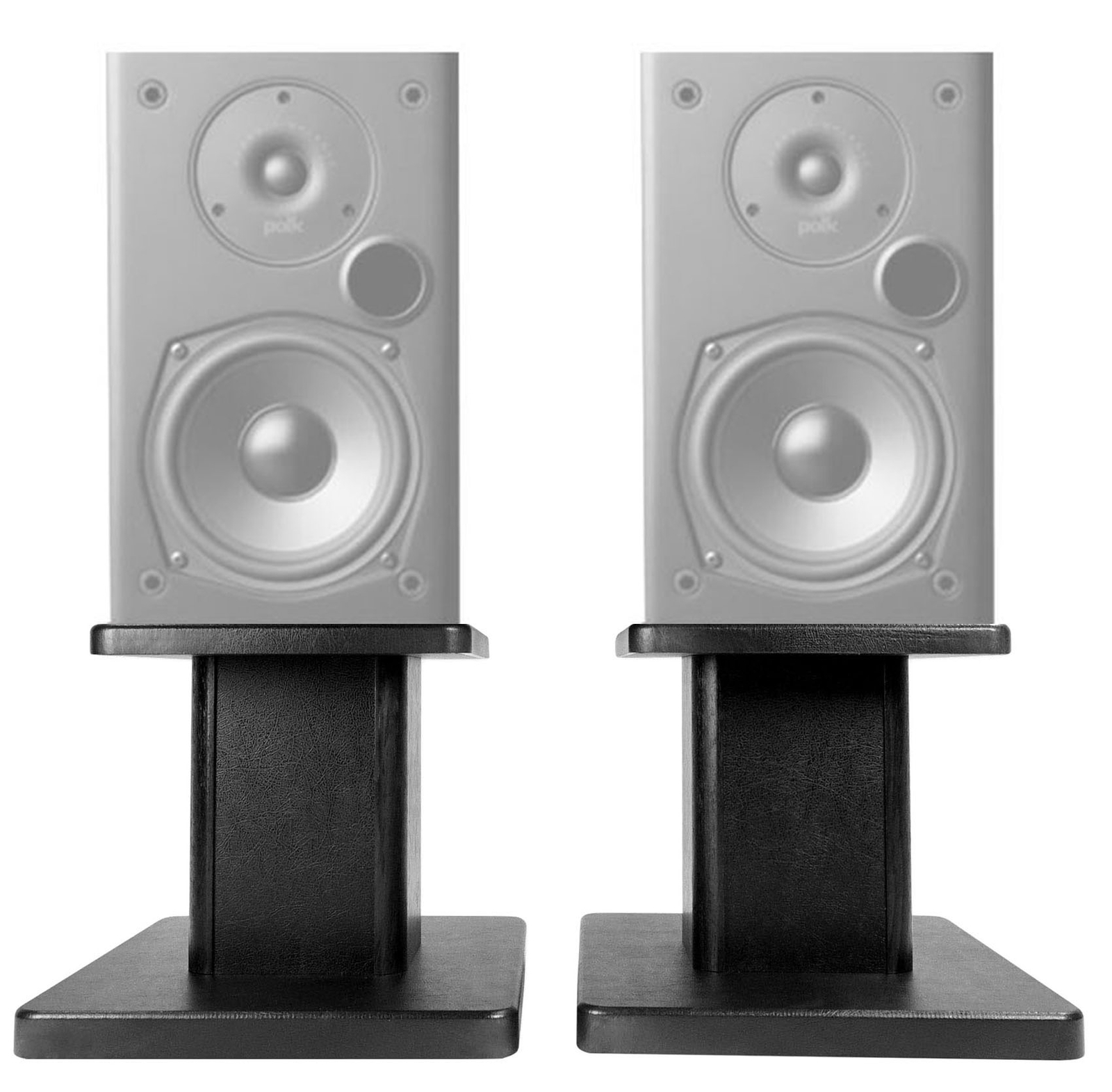 (2) 8” Black Bookshelf Speaker Stands For Polk Audio T15 Bookshelf Speakers