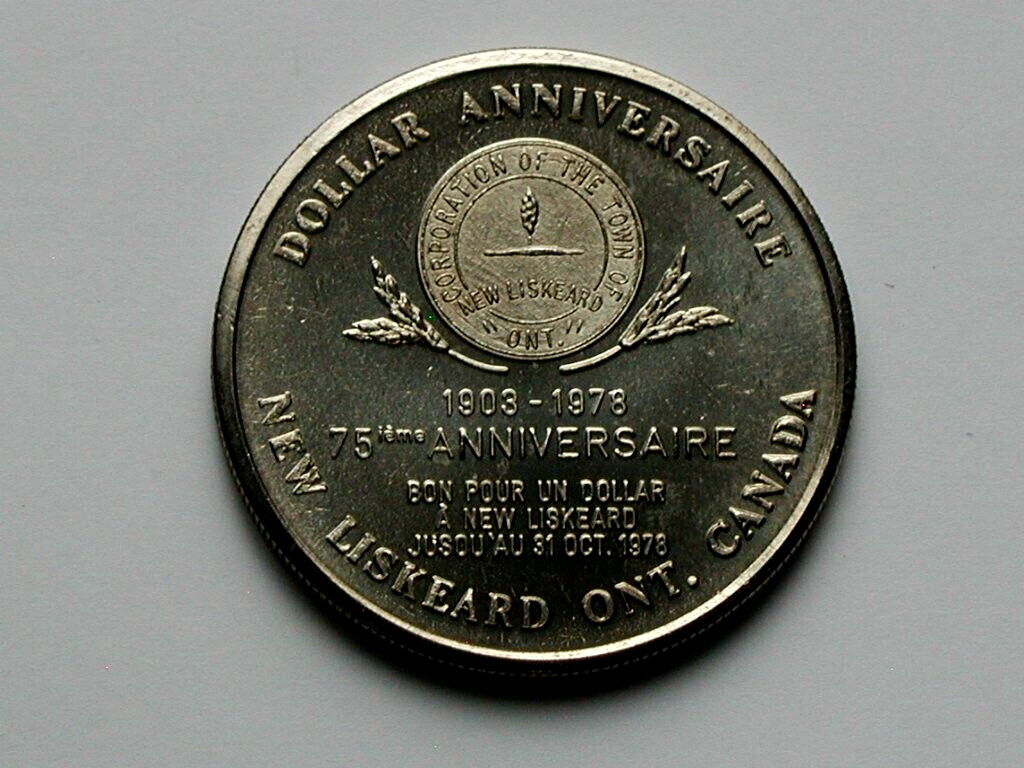 New Liskeard (Temiskaming Shores) ON CANADA 1978 Bilingual Trade DOLLAR Token