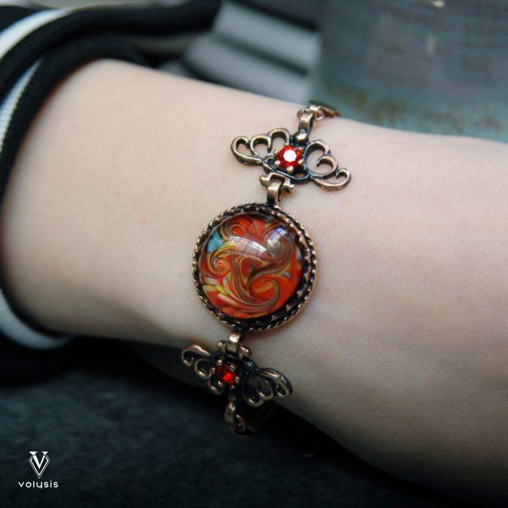Volcanic Dream Fused Glass Bronze Bracelet