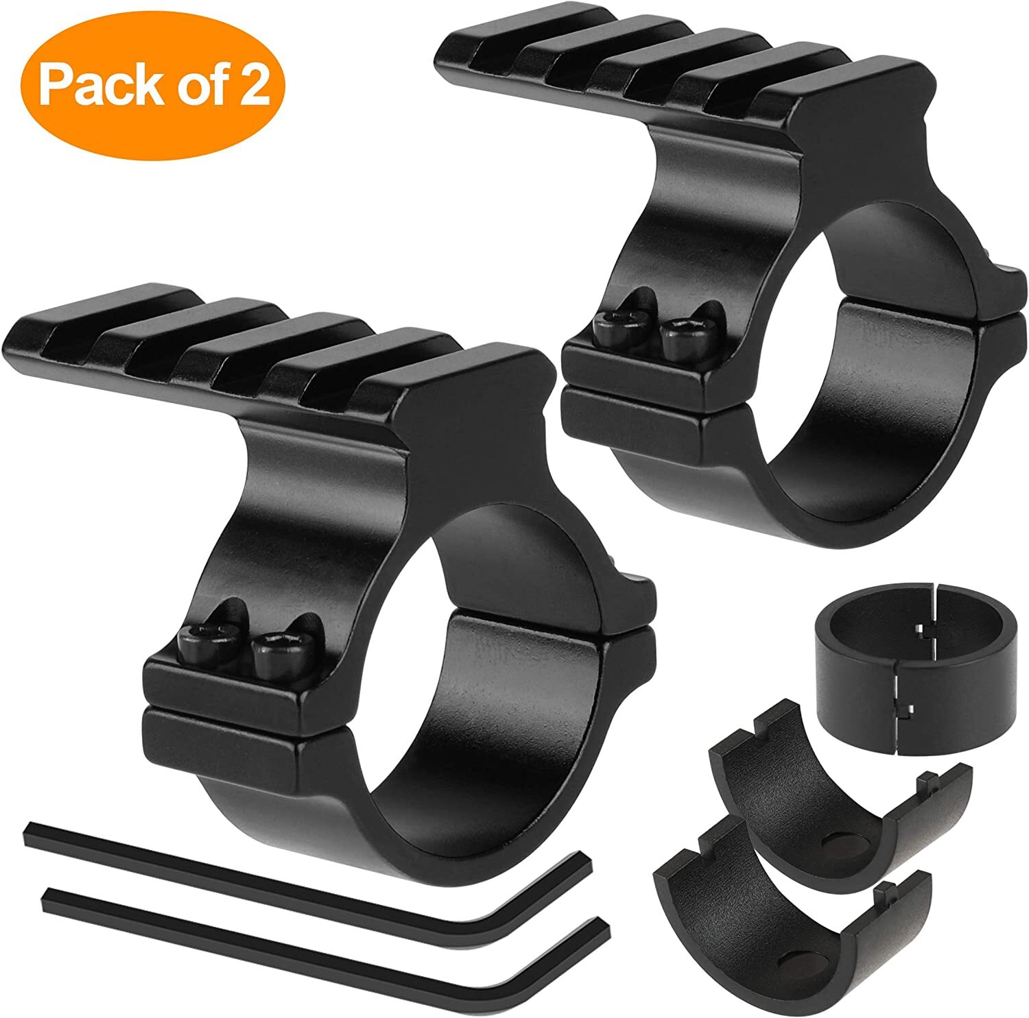 1/2 x Scope Barrel Mount 1''/30mm Ring Adapter with Flat Top 20mm Picatinny Rail