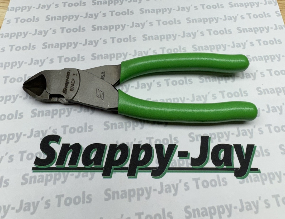 Snap-on Tools USA NEW GREEN Soft Grip 7" VectorEdge Diagonal Cutter - 87ACF