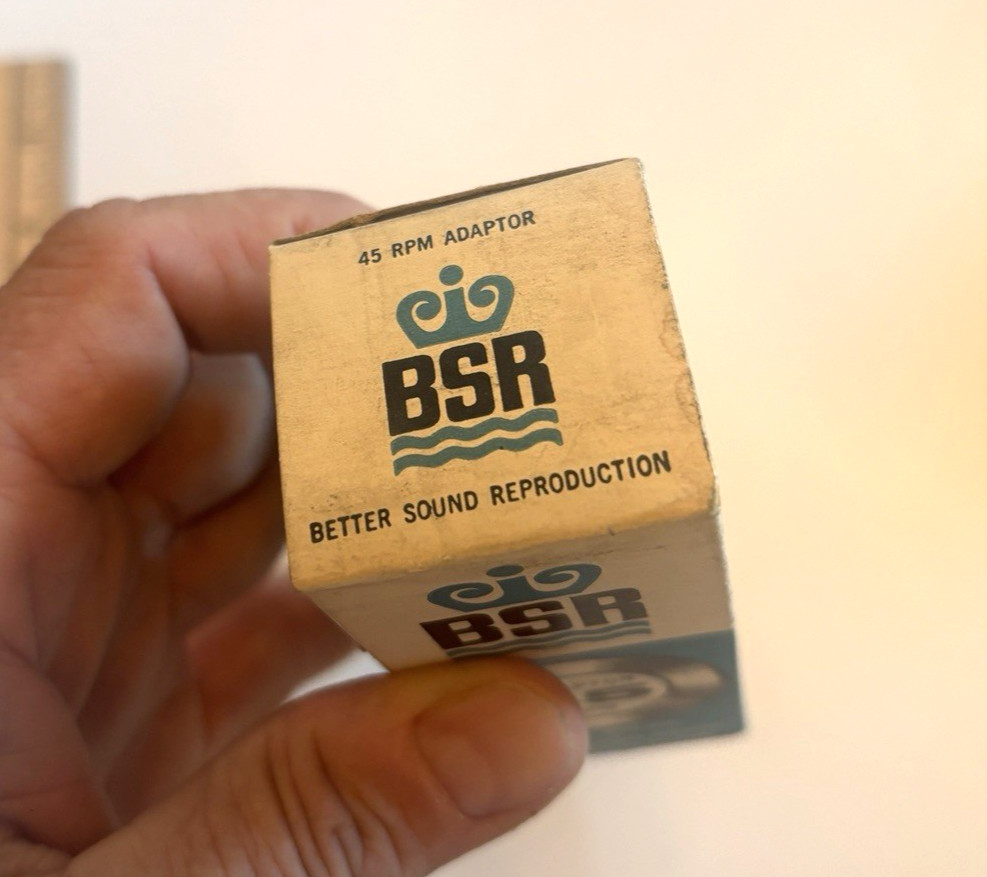 GRAY BSR 45 RECORD ADAPTER SPINDLE ADAPTOR NOS BLUE BOX GREAT BRITAIN
