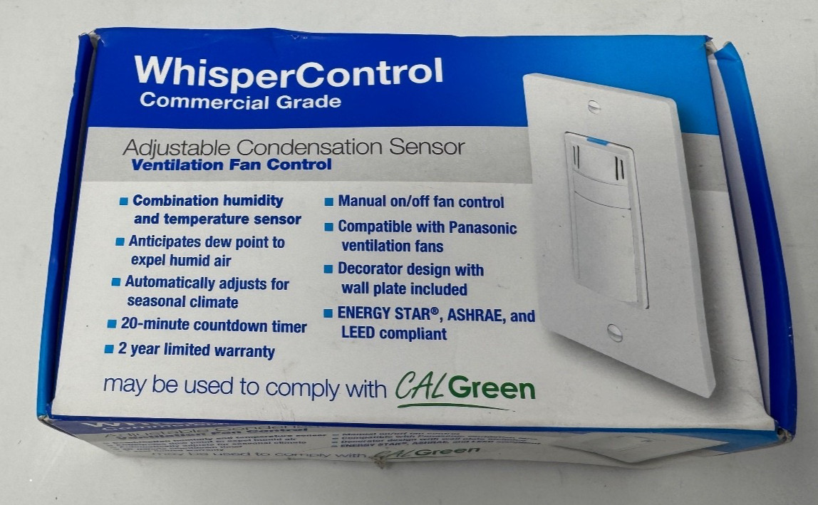WhisperControl Condensation Sensor Bath Fan Control with Manual