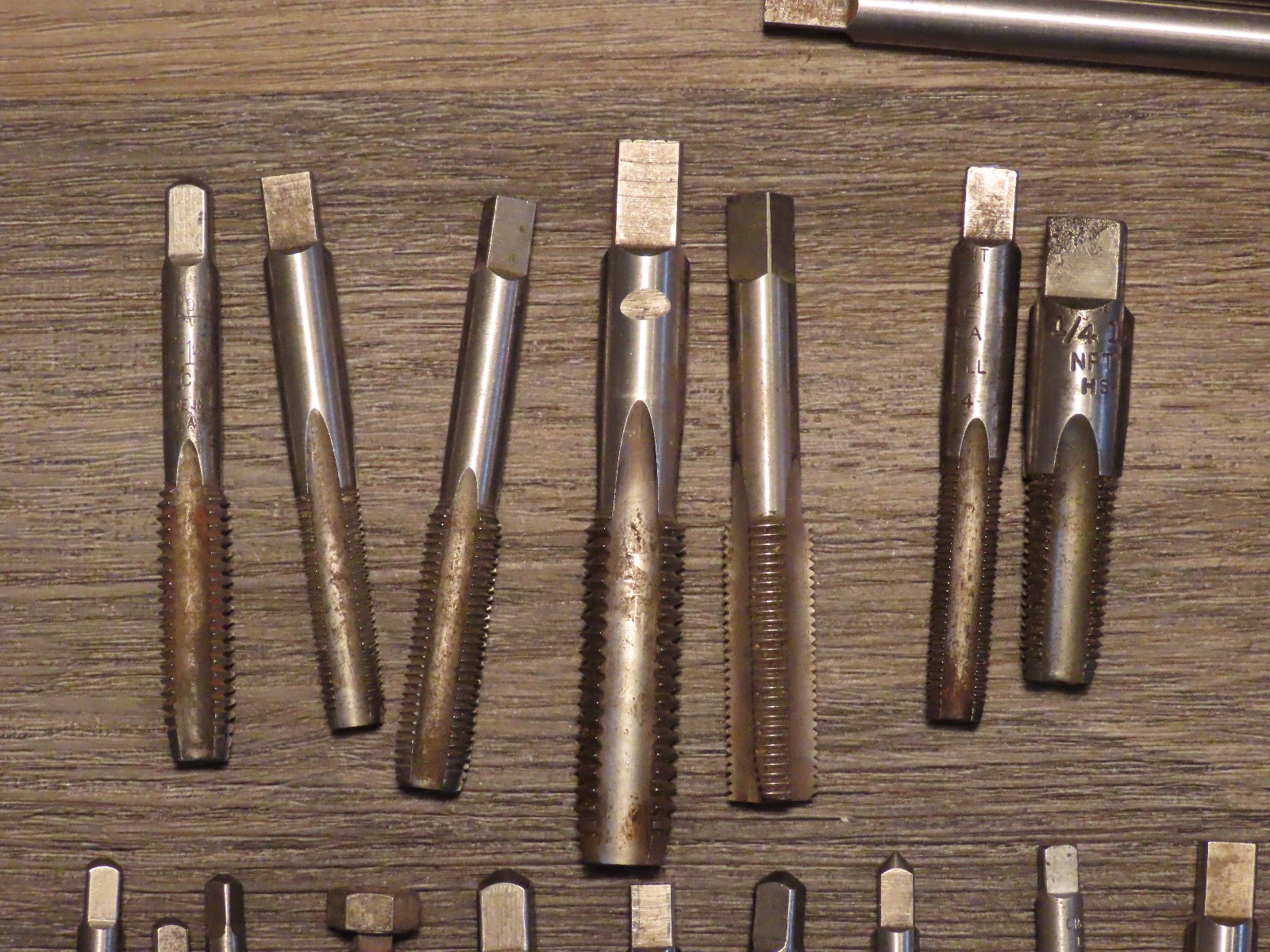 Lot Of Vintage Tap and Die Tools , Bits , Taps Dies Metalwork Tooling Wells