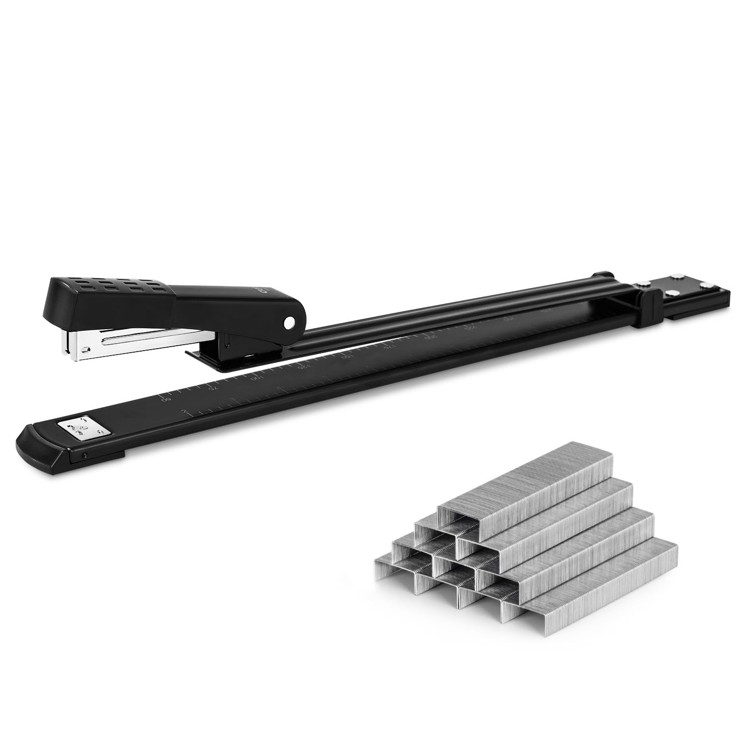 Deli Long Reach Stapler with 1000 Staples, 20 Sheet Stapler, Black
