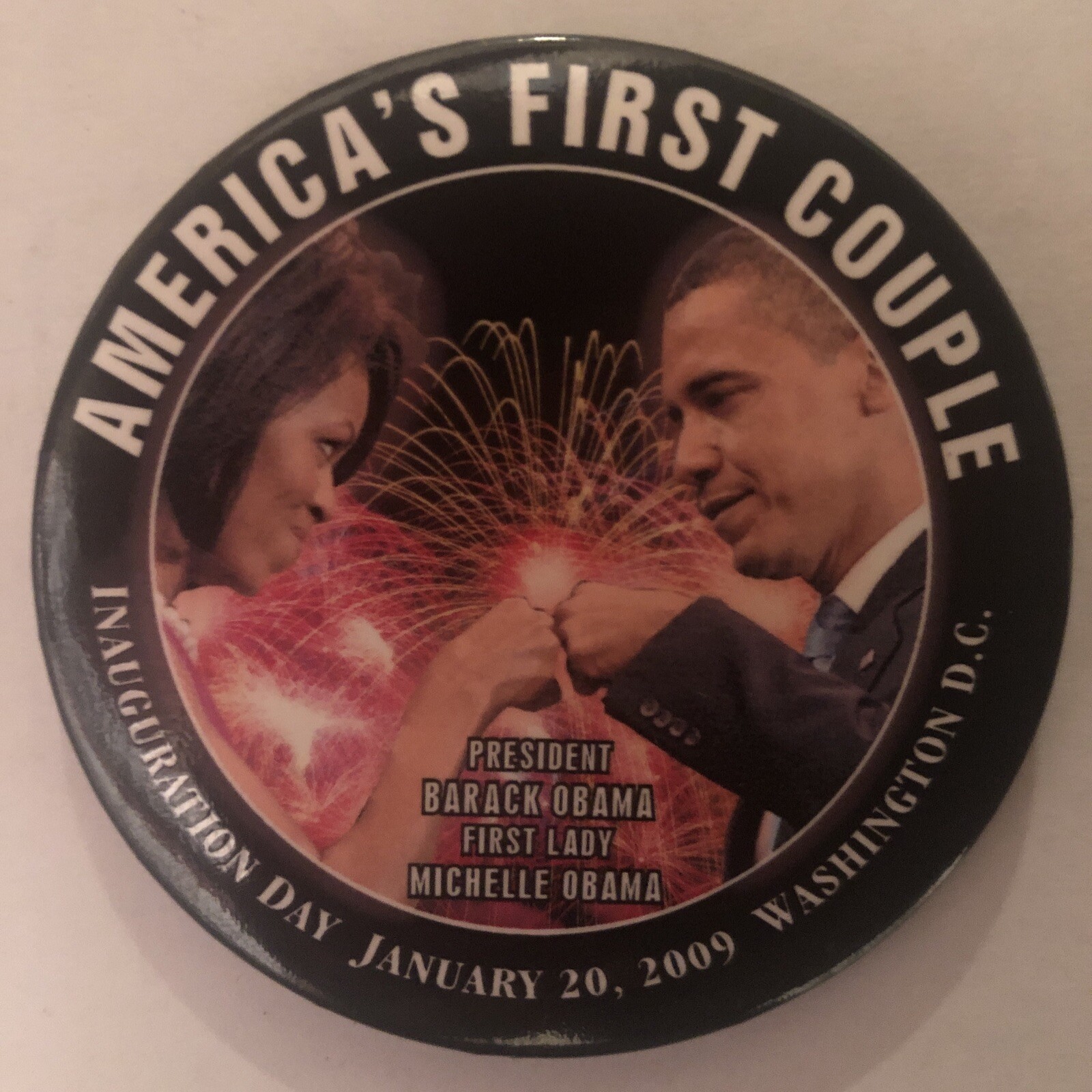 AMERICA’S FIRST COUPLE Michelle & Barack Obama Inauguration  3” pinback button