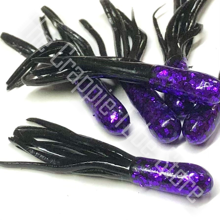 1.5" GlitterHead™ Crappie Tube 50 Pack    Purple Glitter/Black