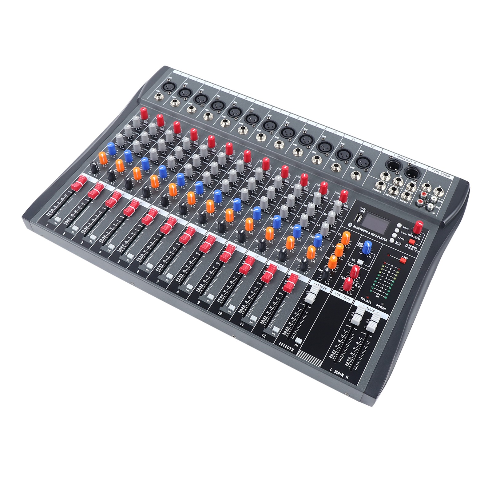 12 Channel Audio Mixer Bluetooth USB DJ Sound Mixing Console Amplifier Studio