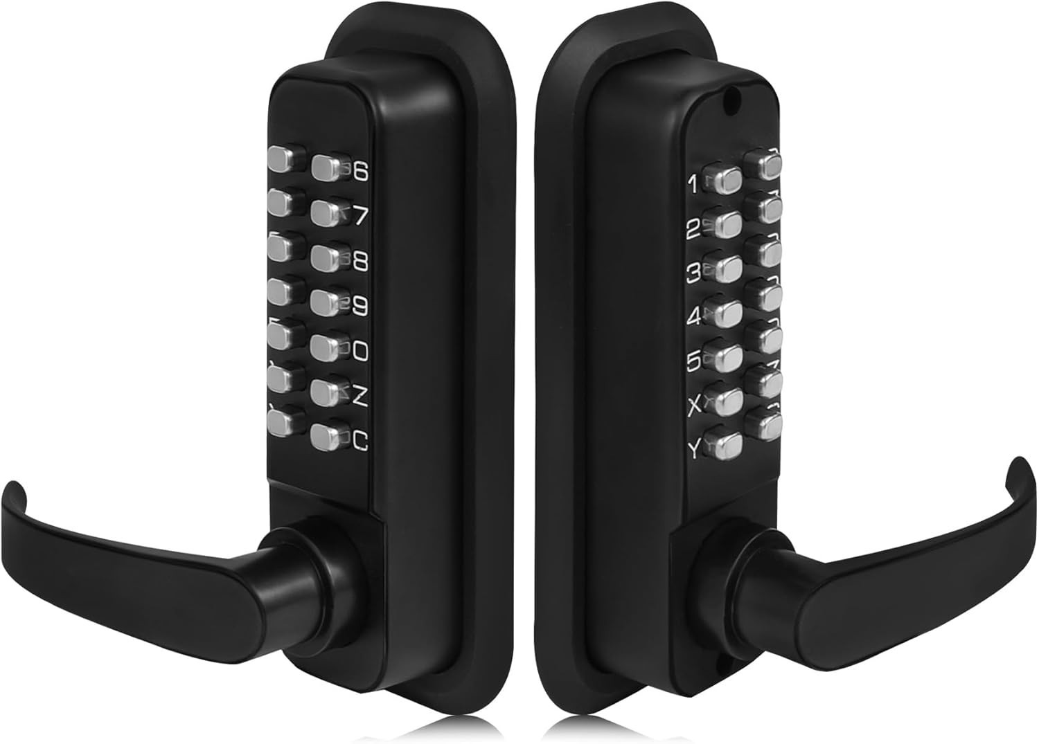Double-Sided Keyless Door Lock w/ Handle, Stainless Steel, Waterproof Black