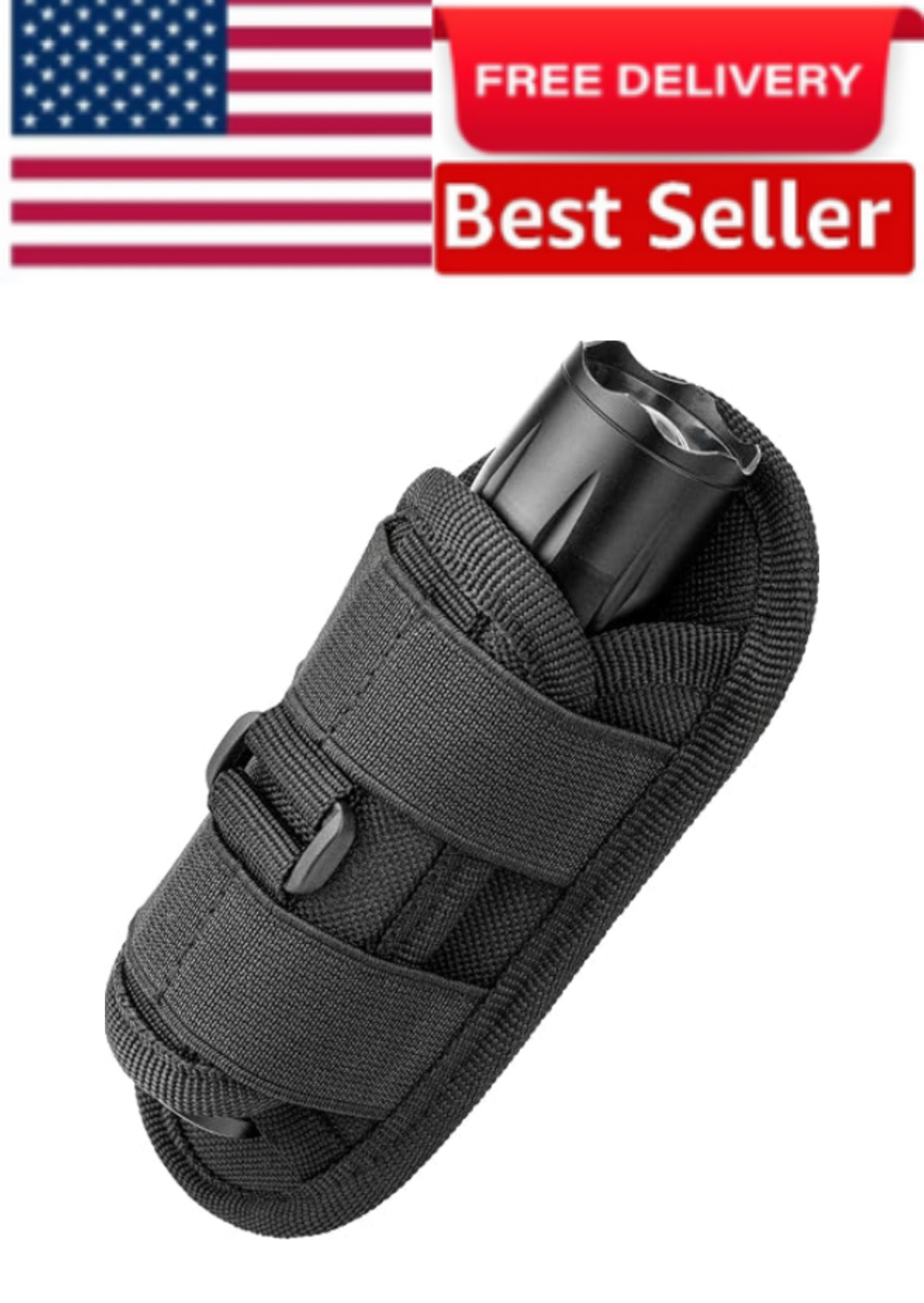 Tactical Flashlight Holster 360° Rotating Belt Holder 1000D Nylon Police Pouch