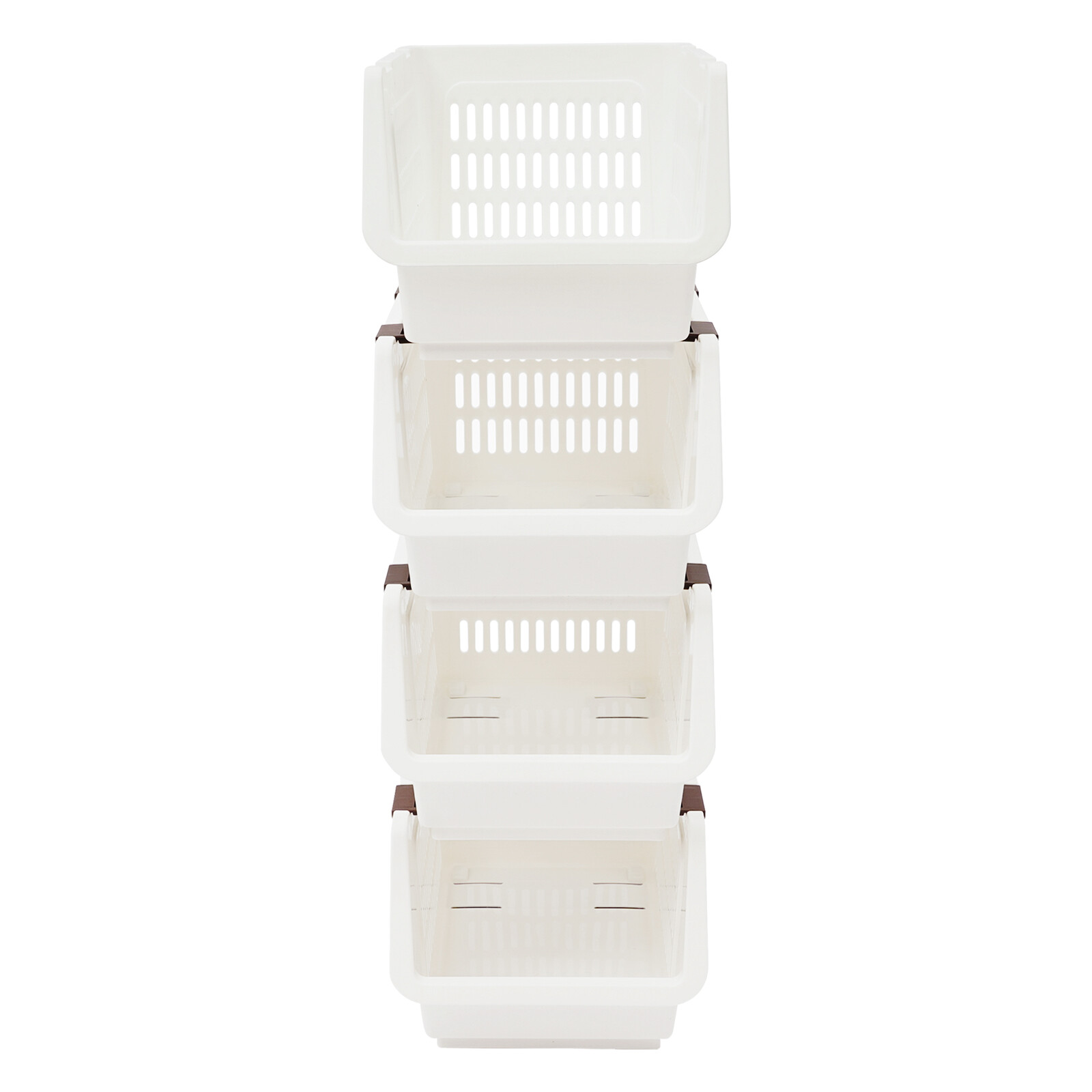 4 Pack Stacking Storage Baskets, Multifunctional PP Organizer Bins Space-Saving