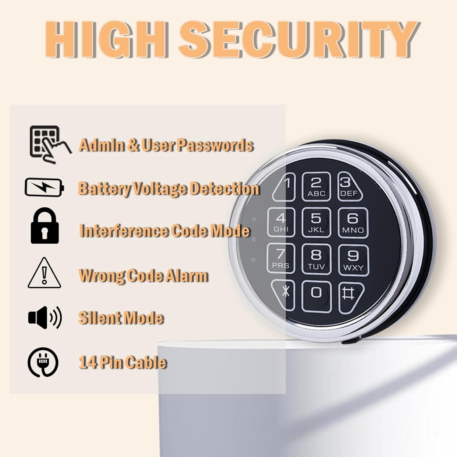 DIY Gun Safe Lock Electronic Safe Lock Replacement Chrome Keypad With Swing Bolt