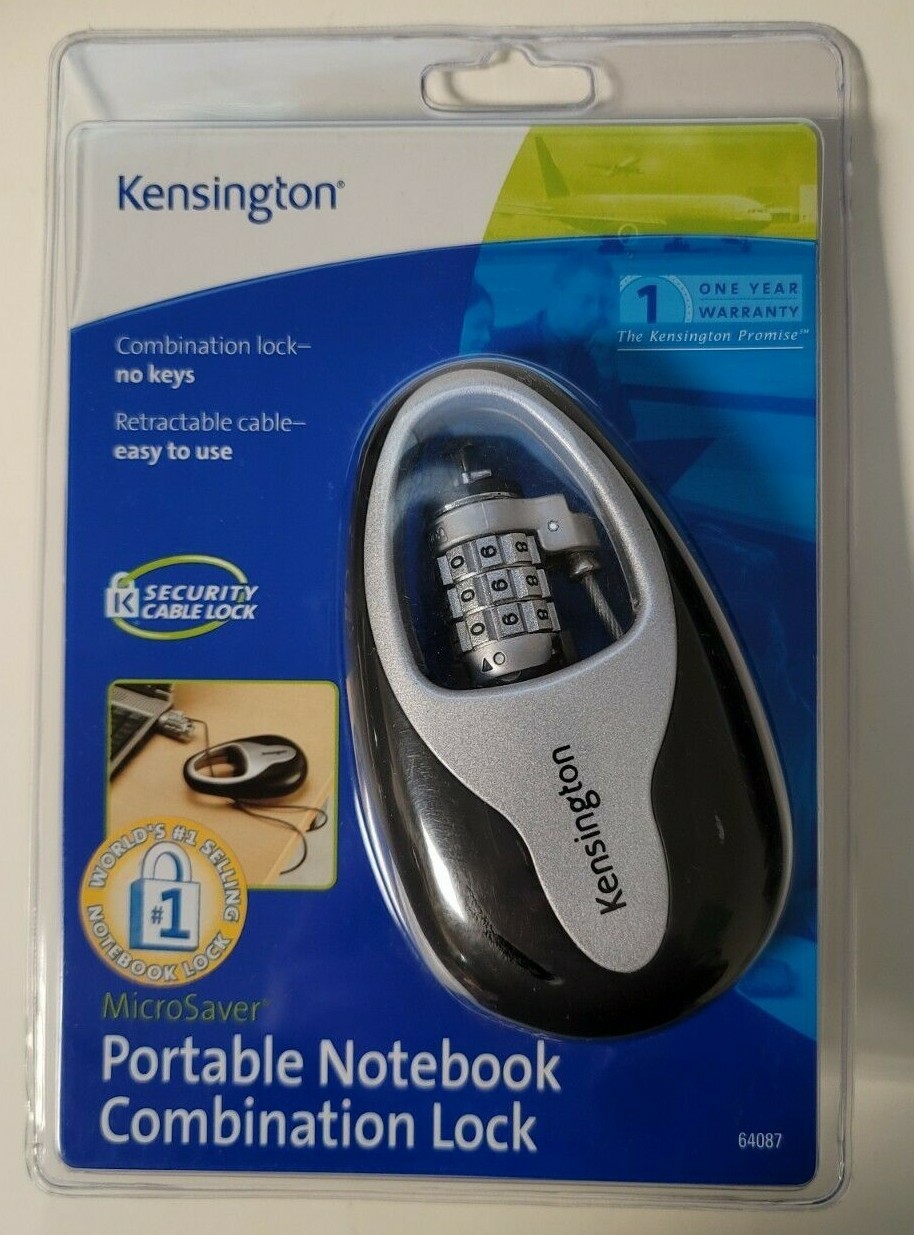 New Kensington Portable Notebook Combination Lock 64087 w/Retractable Cable
