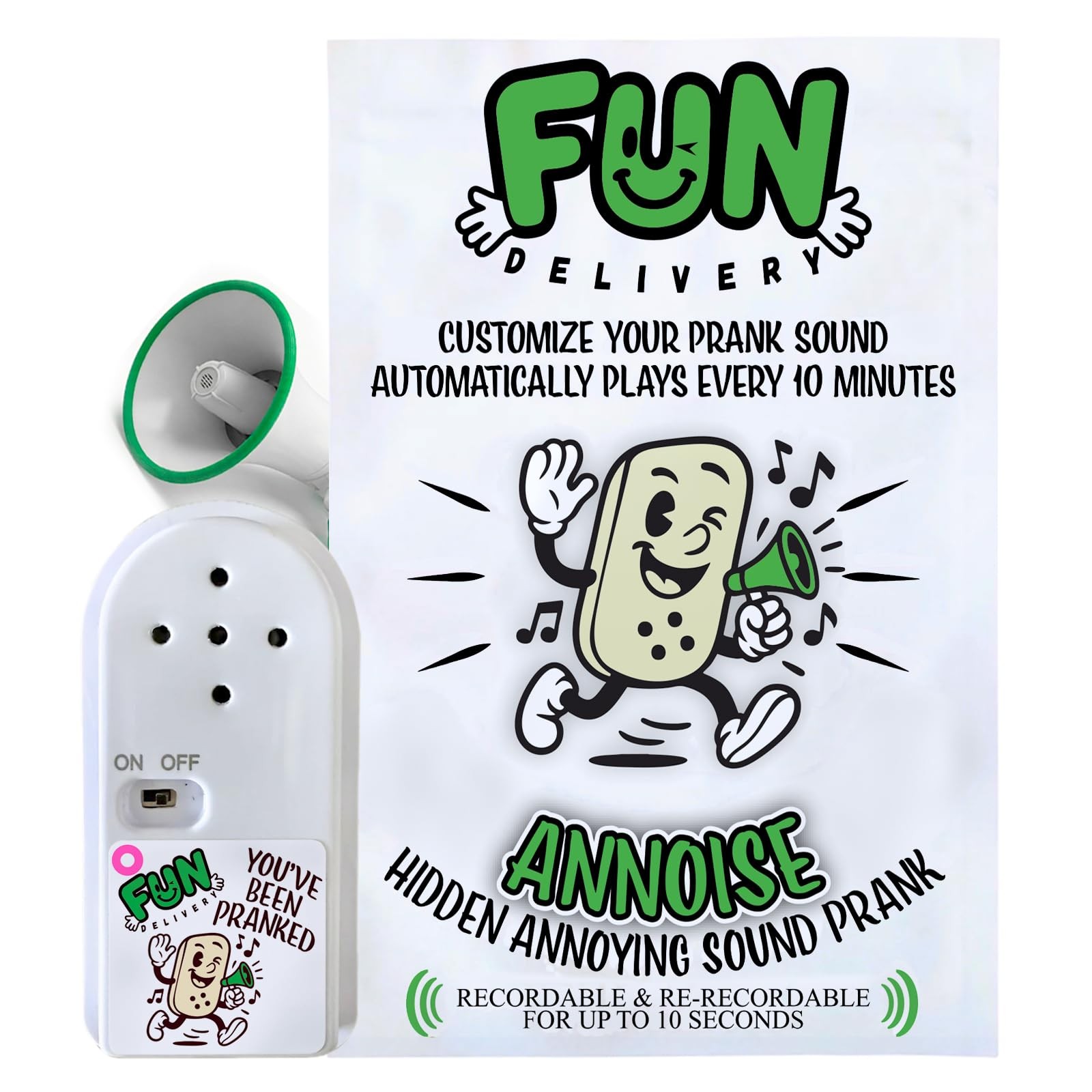 FUN delivery Annoise Hidden Recordable Prank Device for Custom Sounds – Progr...