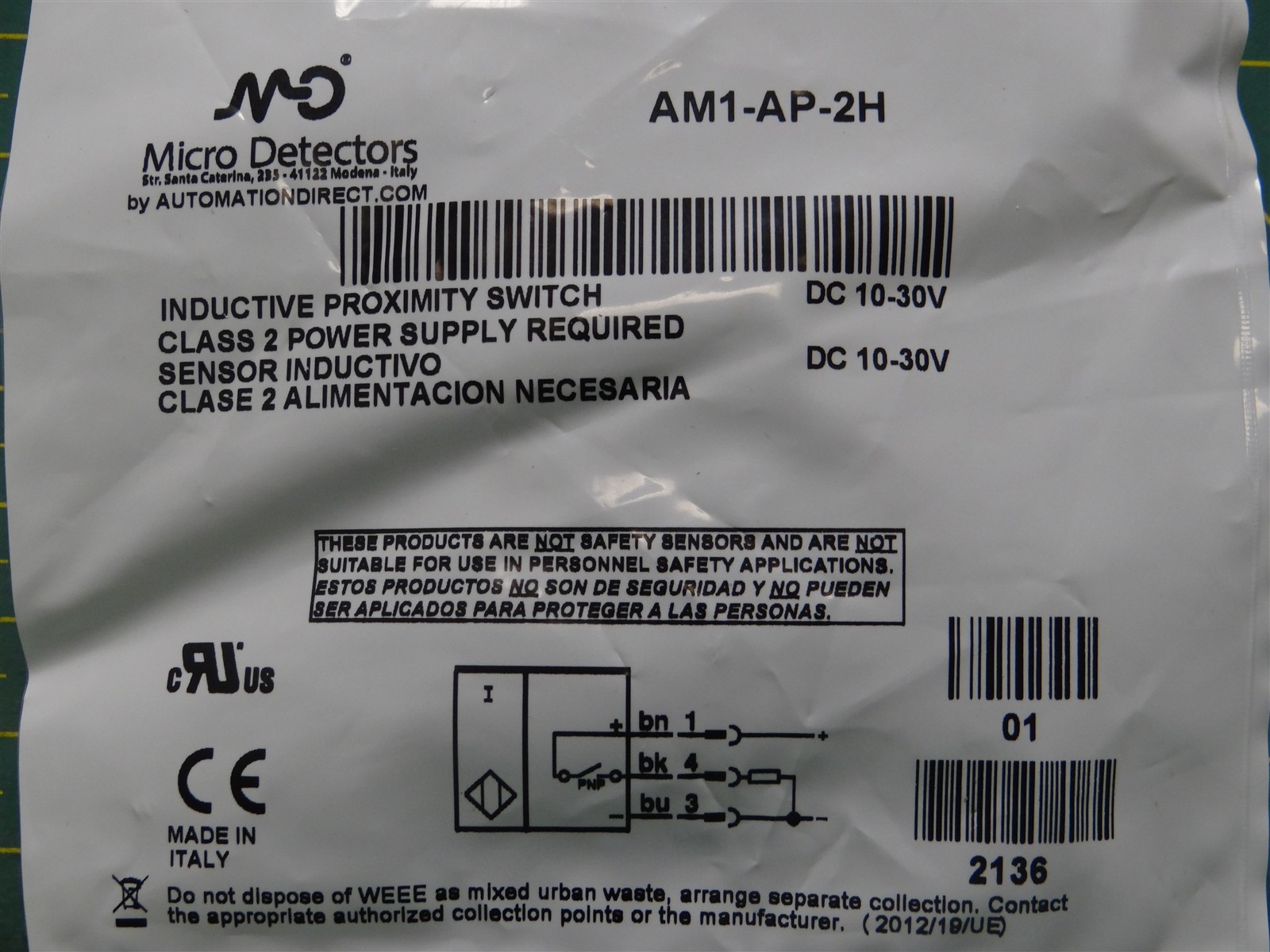 Micro Detectors AM1-AP-2H M12 Inductive Proximity Automation Switch PNP Output