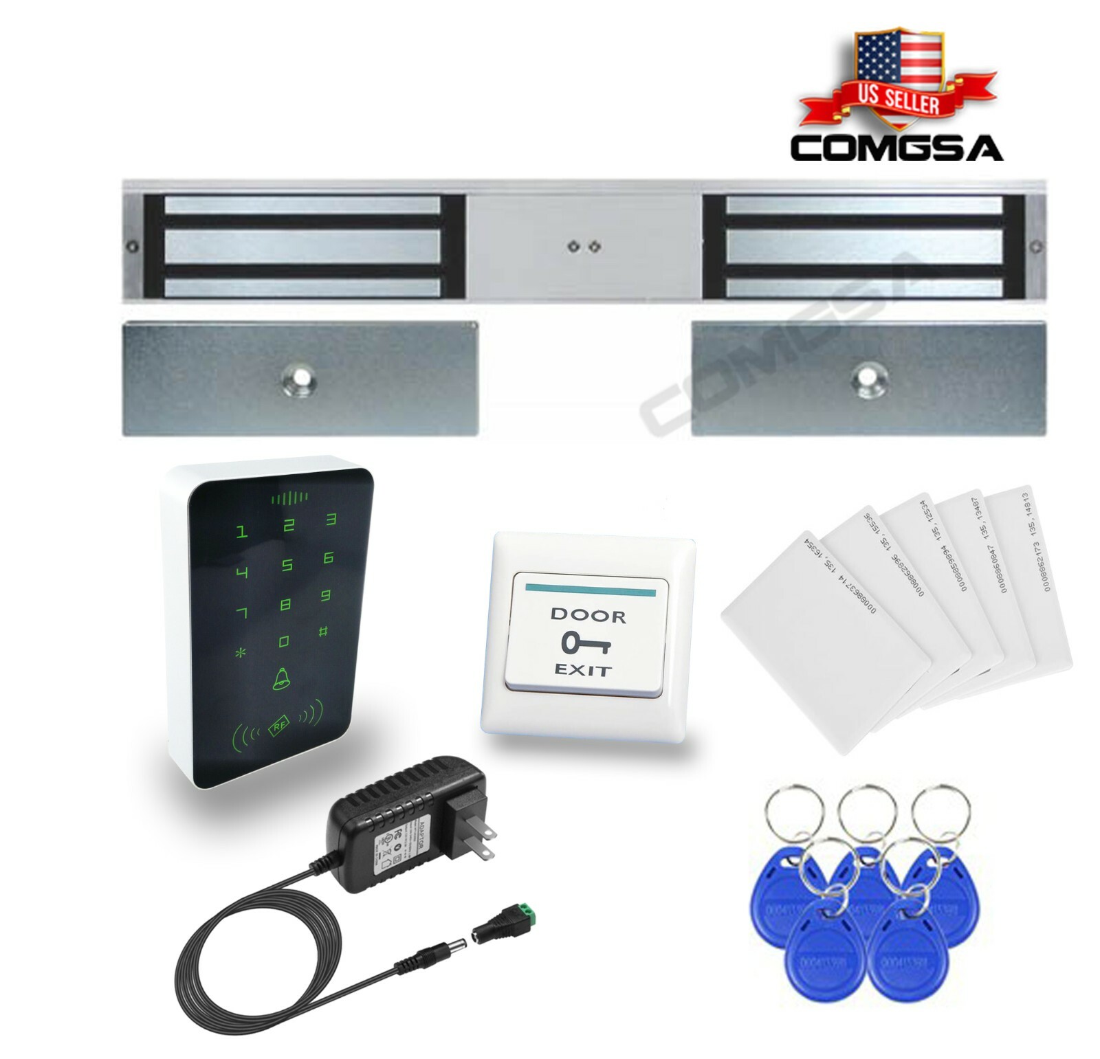 Kit access control, magnetic lock double 600lbs, Maglock  for entry door USA