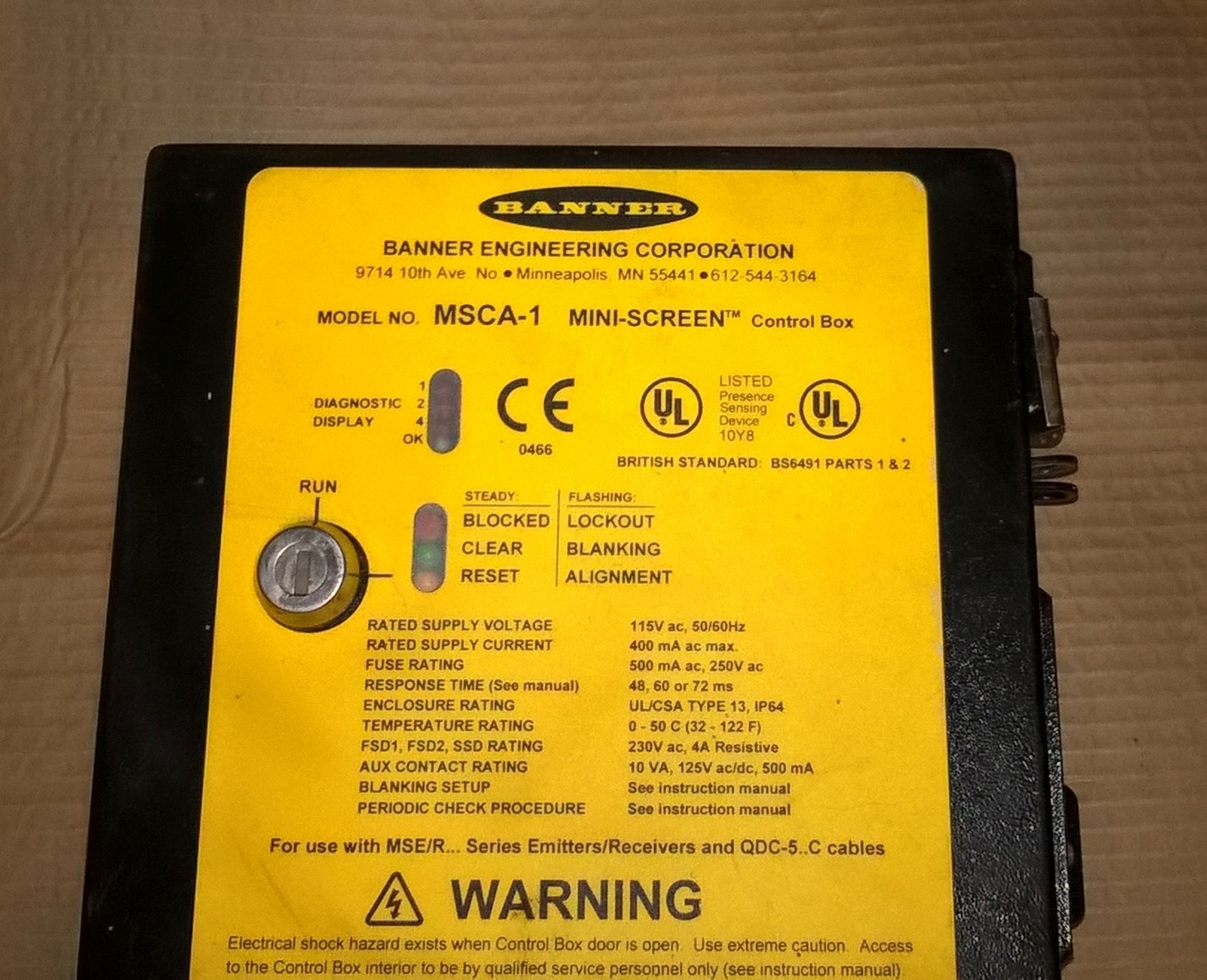 BANNER MSCA-1 MINI-SCREEN CONTROLLER BOX -USED