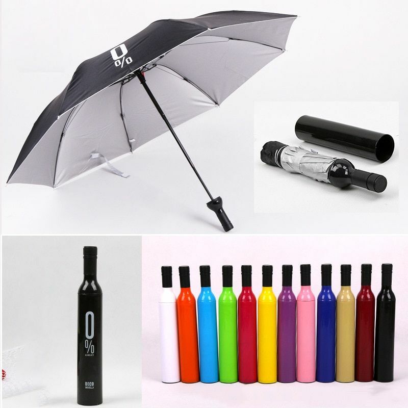 Umbrella Wine Bottle Folding Creative Women Sun Rain UV Protector Women Men Gift
