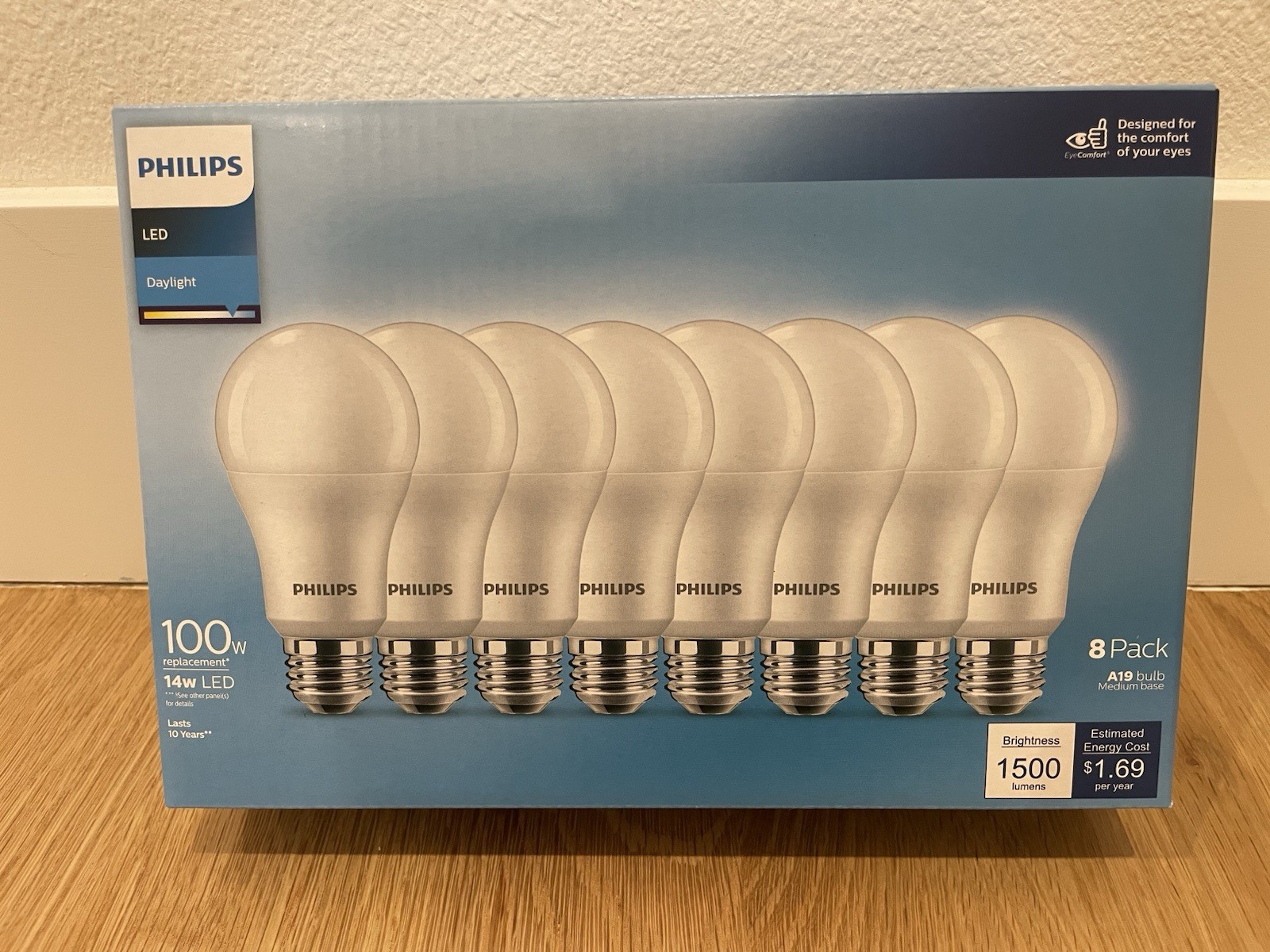 Philips 100W Equivalent Daylight A19 Medium LED Light Bulb (8-Pack) 589069