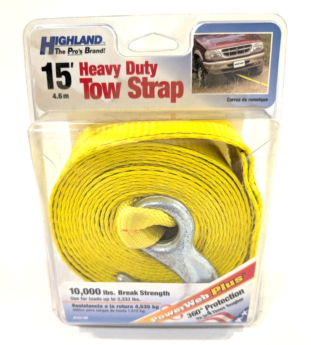 Highland® Tow Strap - 2" x 15' W/Hooks 10,000 lbs. * Towing Strap * NEW *
