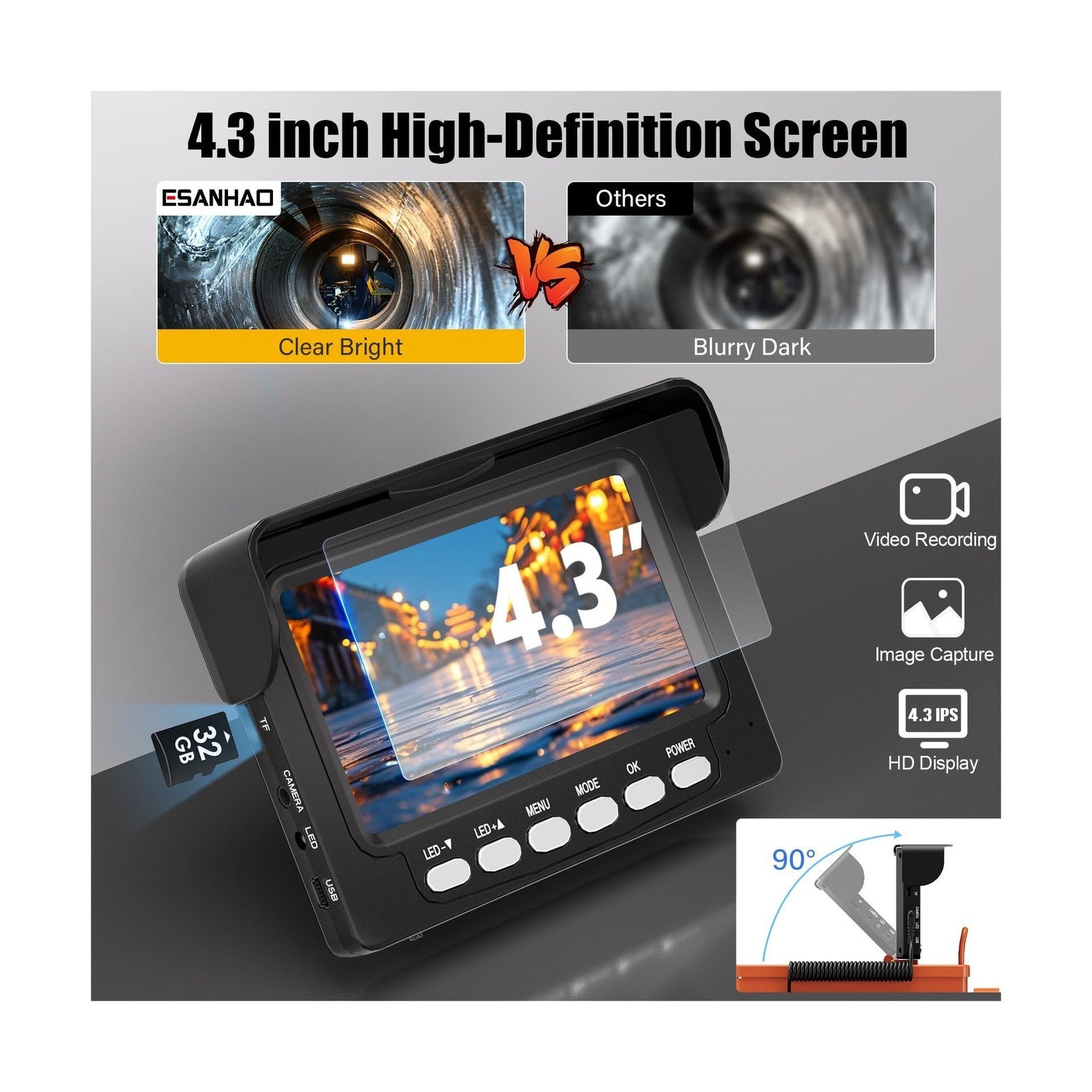 Sewer Camera 100FT/30M Borescopes Plumbing Snake Pipe Inspection Camera DVR &...