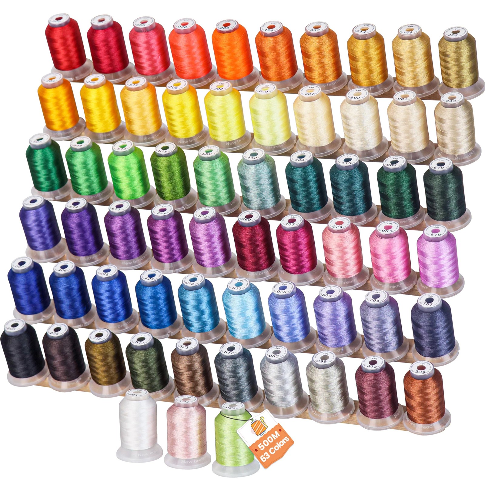 New brothreads 63 Colors 100% Polyester Machine Embroidery Thread 550yd with ...